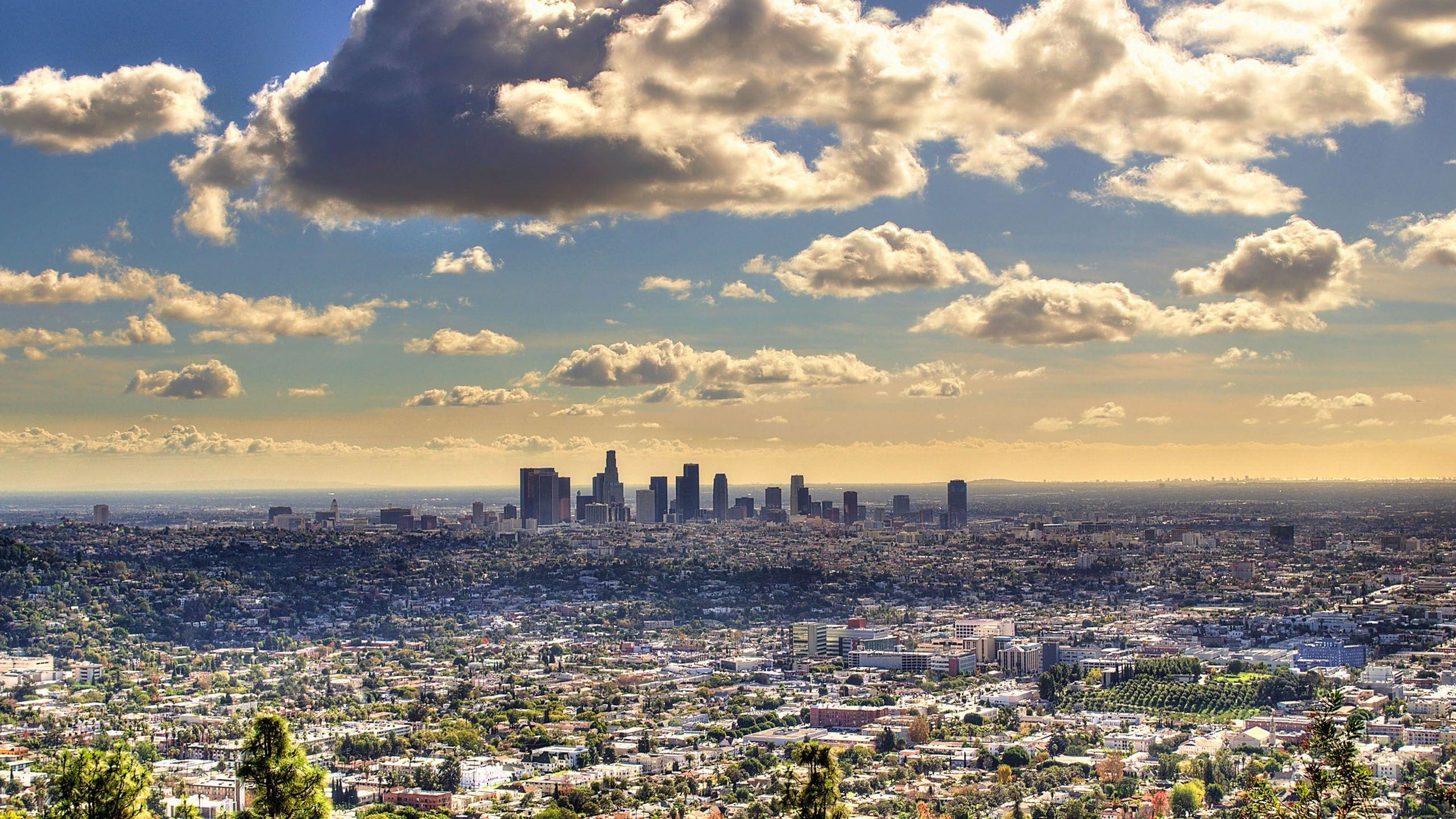 Downtown Los Angeles, Los Angeles, Skyline, Panorama, Nuvole, 2560x1440, wallpaper desktop