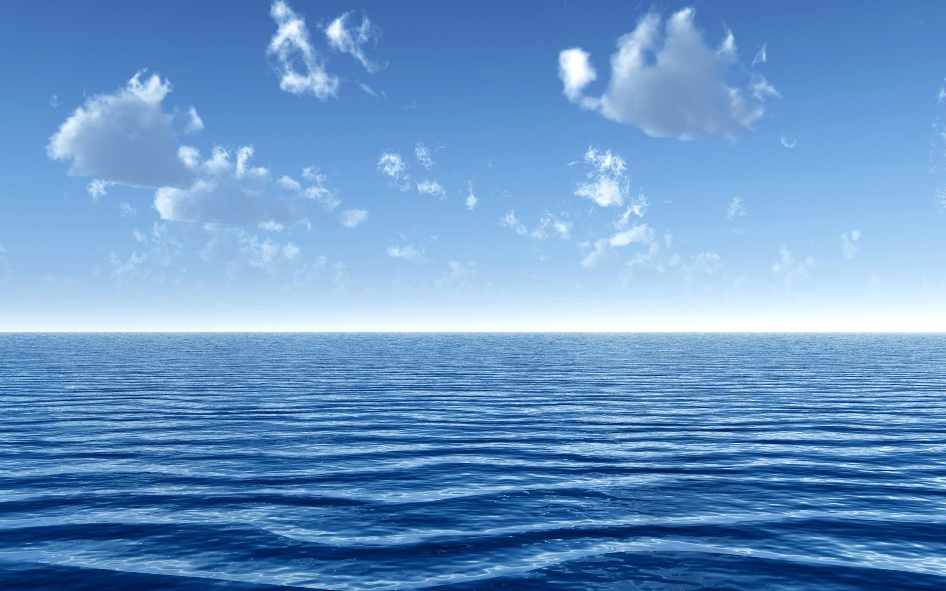 Oceano, Orizzonte, Cielo azzurro, Nuvole, 1920x1200, immagine di sfondo