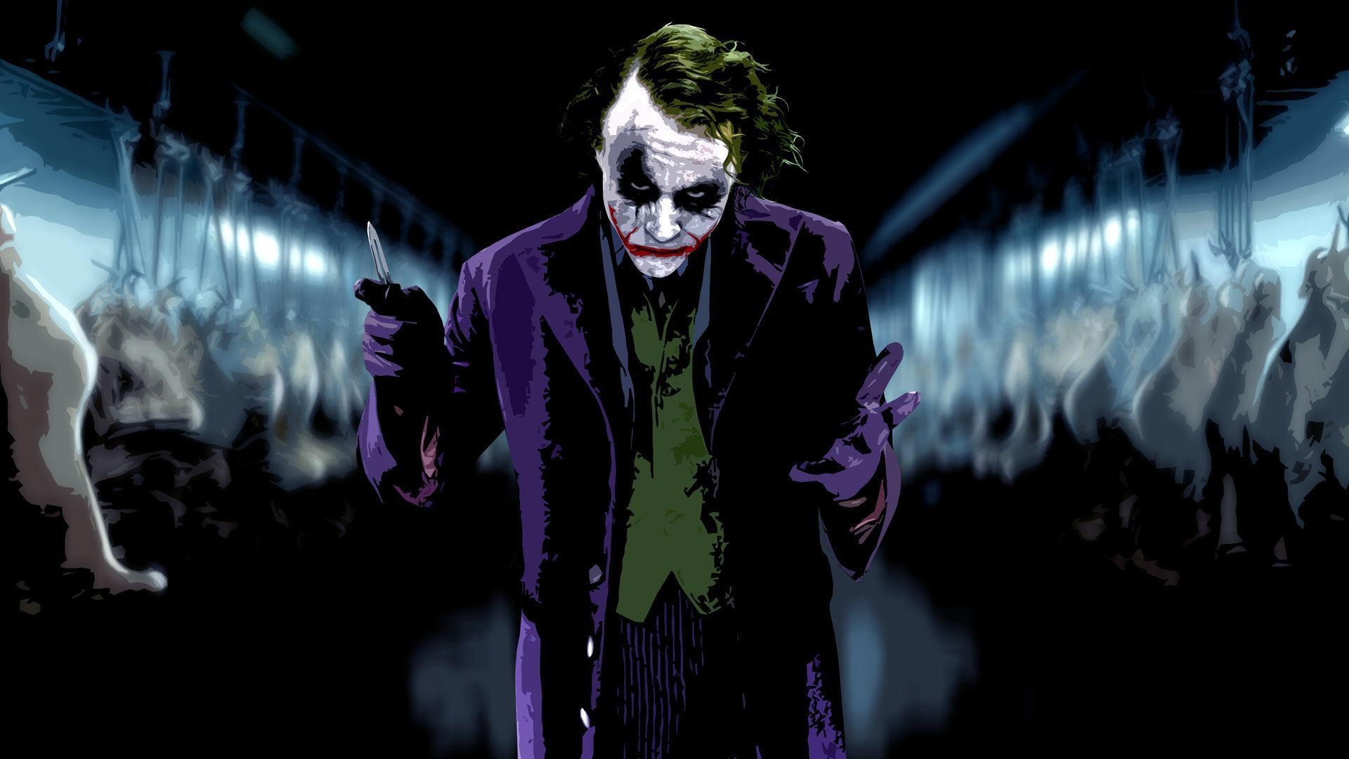Joker, Heath Ledger, Il cavaliere oscuro, Corridoio, Full HD, sfondo per PC e portatile