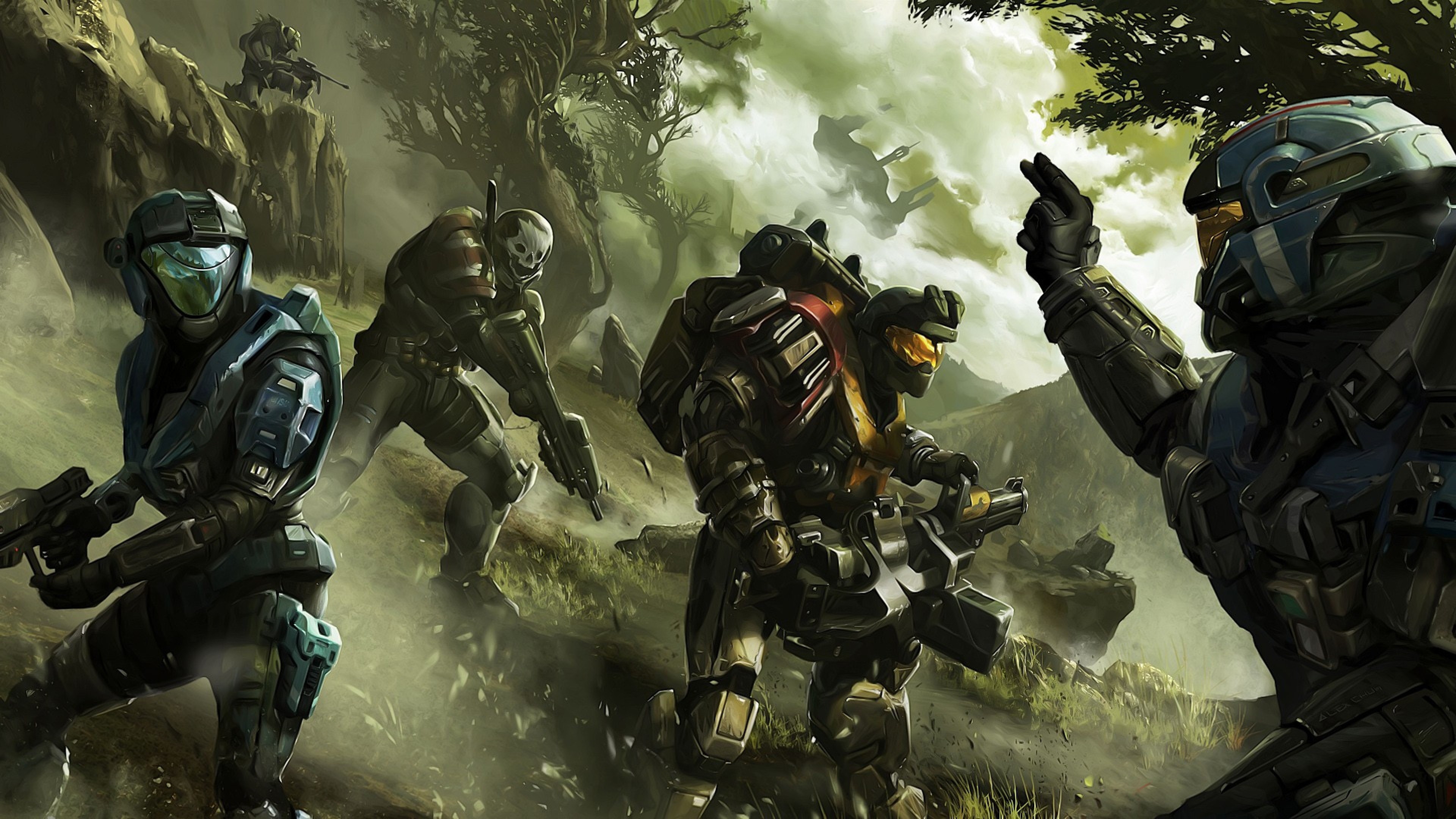 Noble Team, Halo: Reach, Spartan, Foresta, 4K, wallpaper per computer