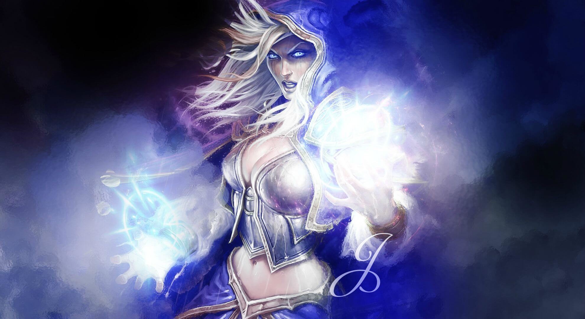 Jaina Marefiero, Hearthstone, Maga, Magia del gelo, Blu, Full HD, sfondo per PC