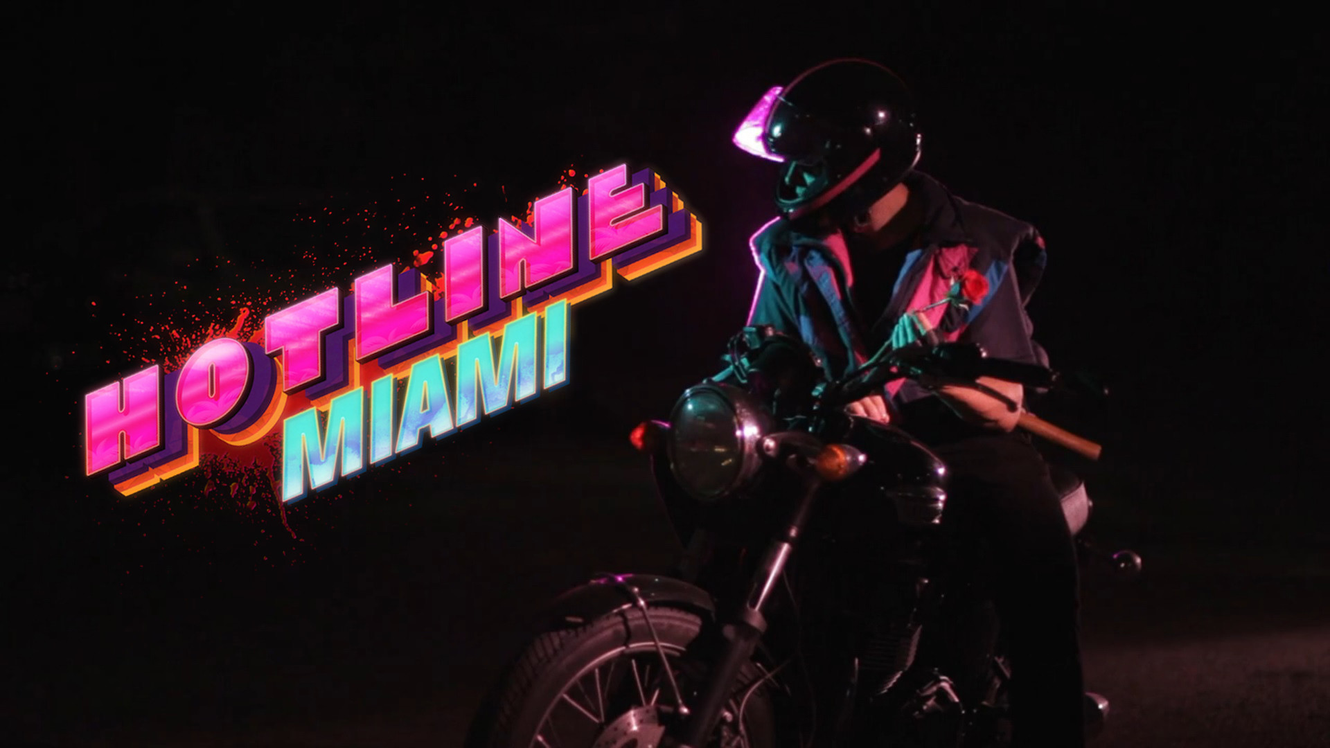 Biker, Hotline Miami, Logo, Moto, Notte, 16:9 Full HD, sfondo widescreen