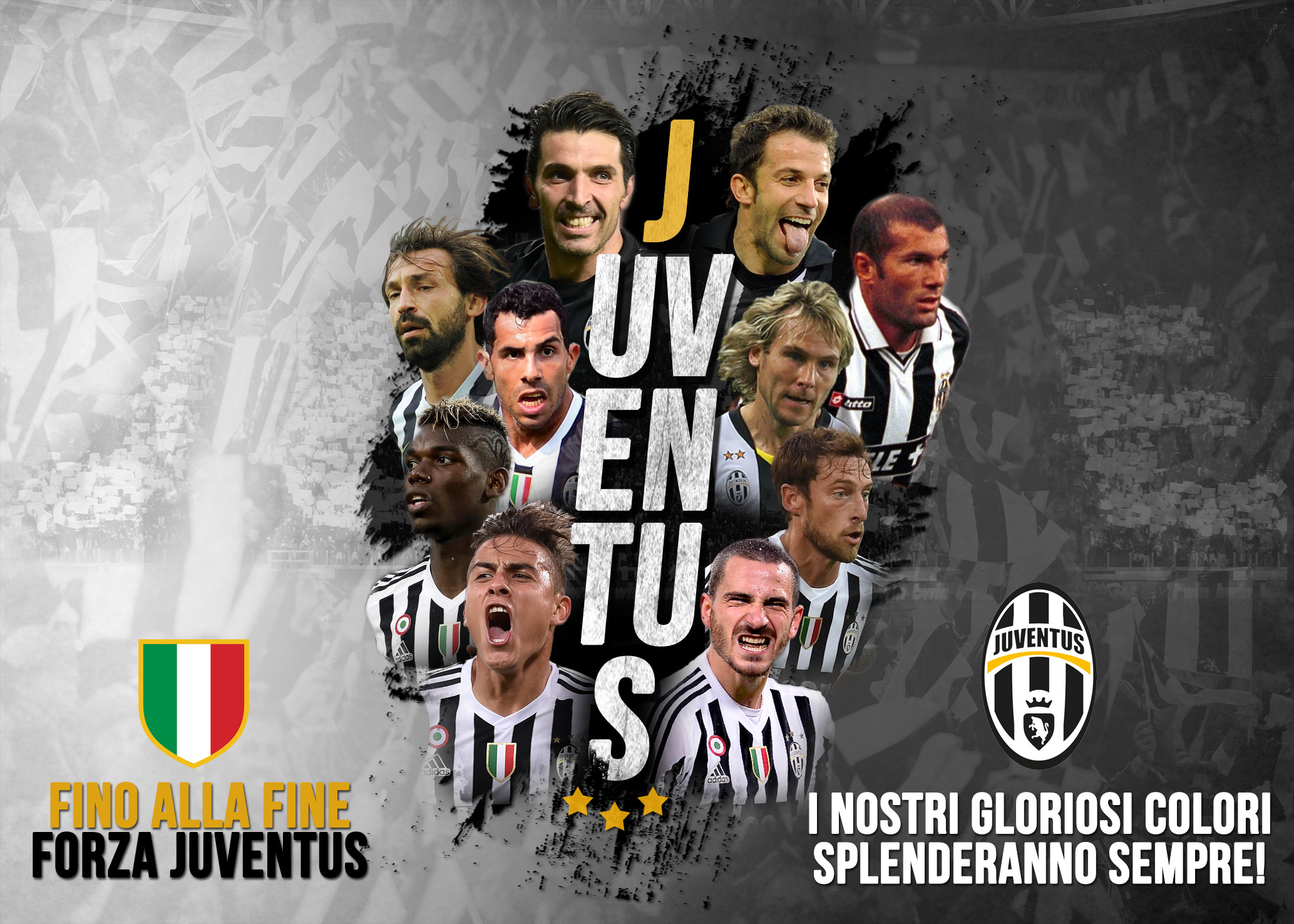 Juventus, Fino alla fine, Forza Juventus, Giocatori, Full HD, sfondo Windows 11