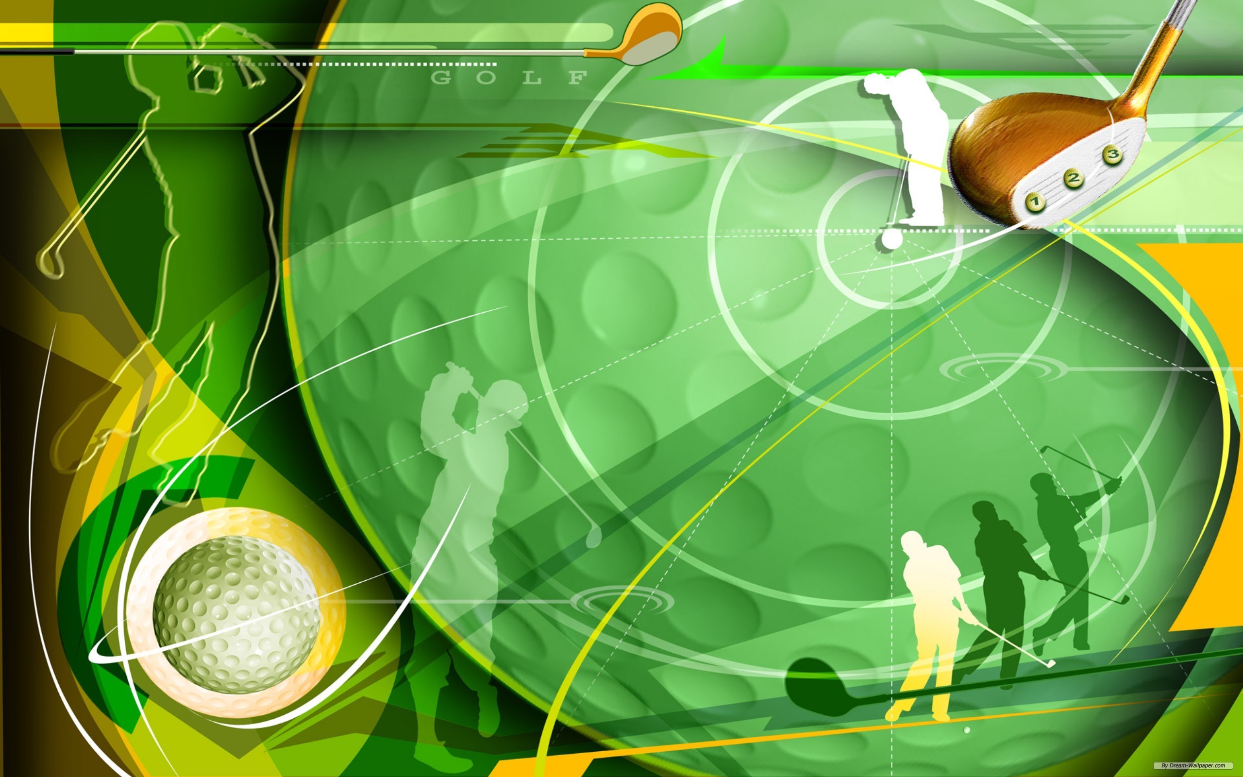 Golf, Pallina da golf, Mazza da golf, Grafica, 2K, sfondo per portatile