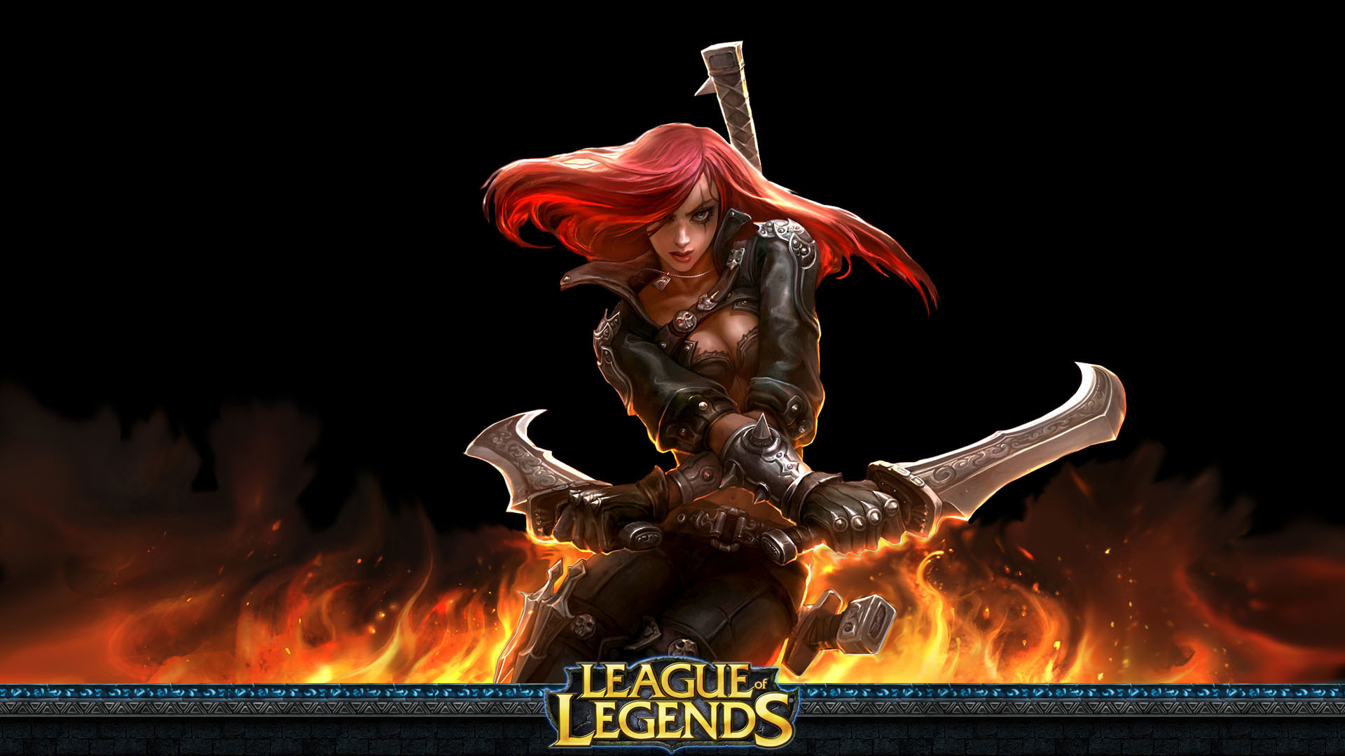 Katarina, League of Legends, Fiamme, Logo, Full HD, sfondo per PC