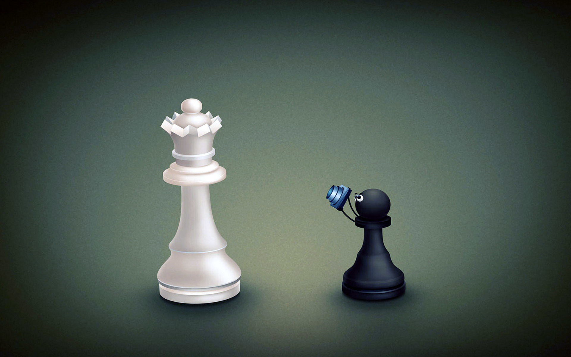 Regina bianca, Pedone nero, Umorismo, Rendering 3D, 1920x1200, sfondo per PC