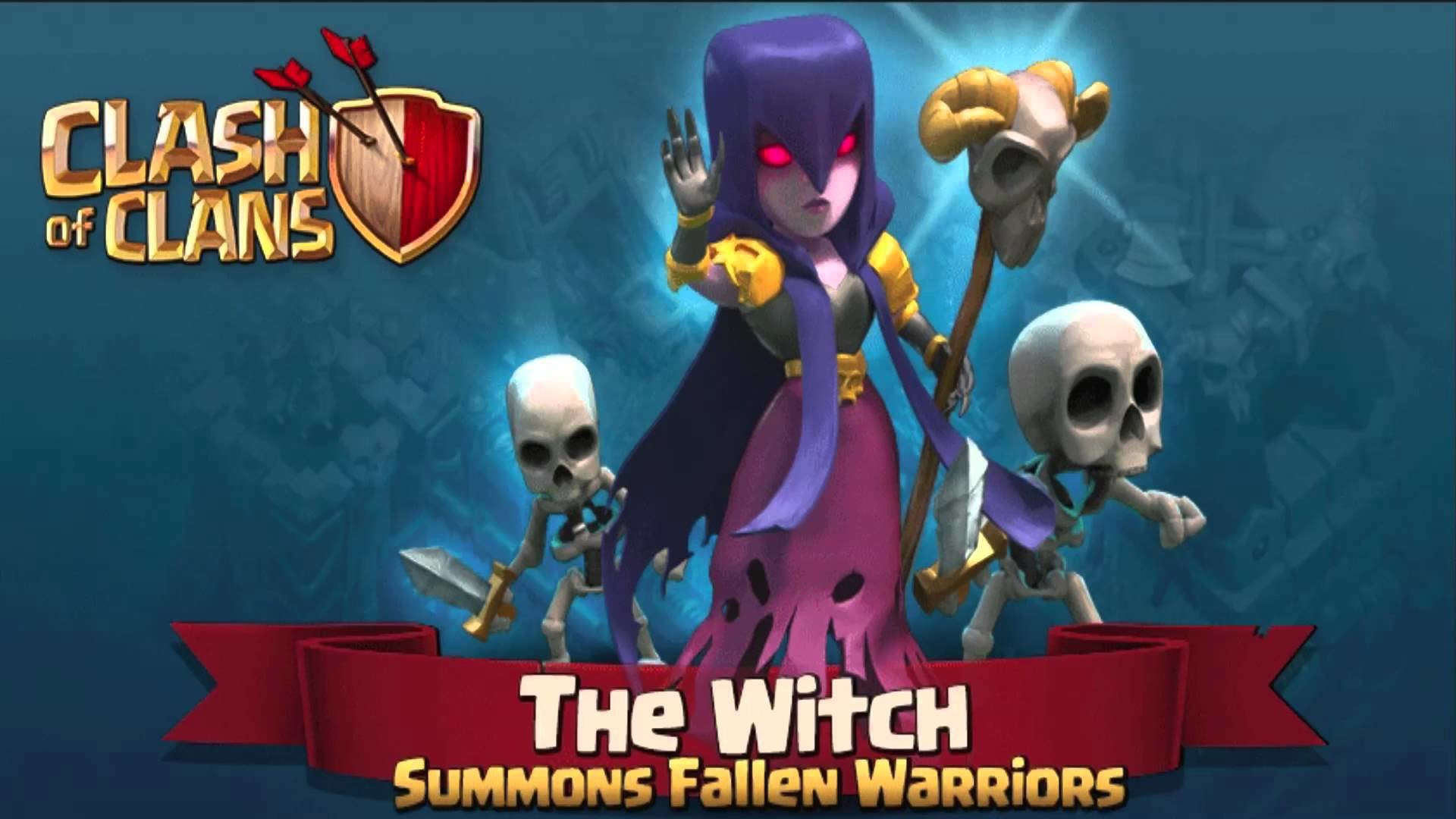 The Witch, Strega, Clash of Clans, Scheletri, Logo, Full HD, sfondo per PC e portatile