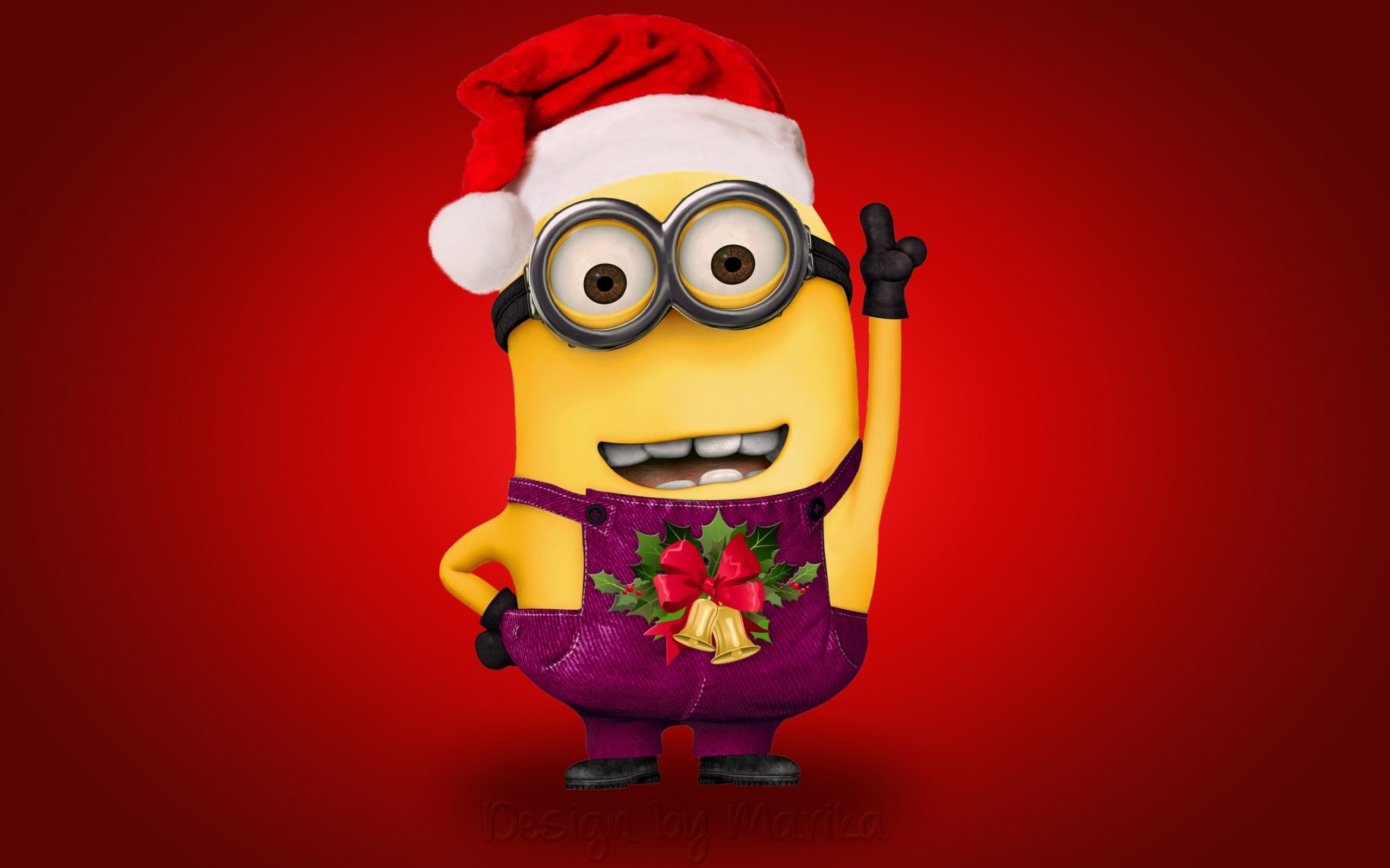 Minion, Natale, Cappello di Babbo Natale, Rosso, 2560x1600, sfondo per PC