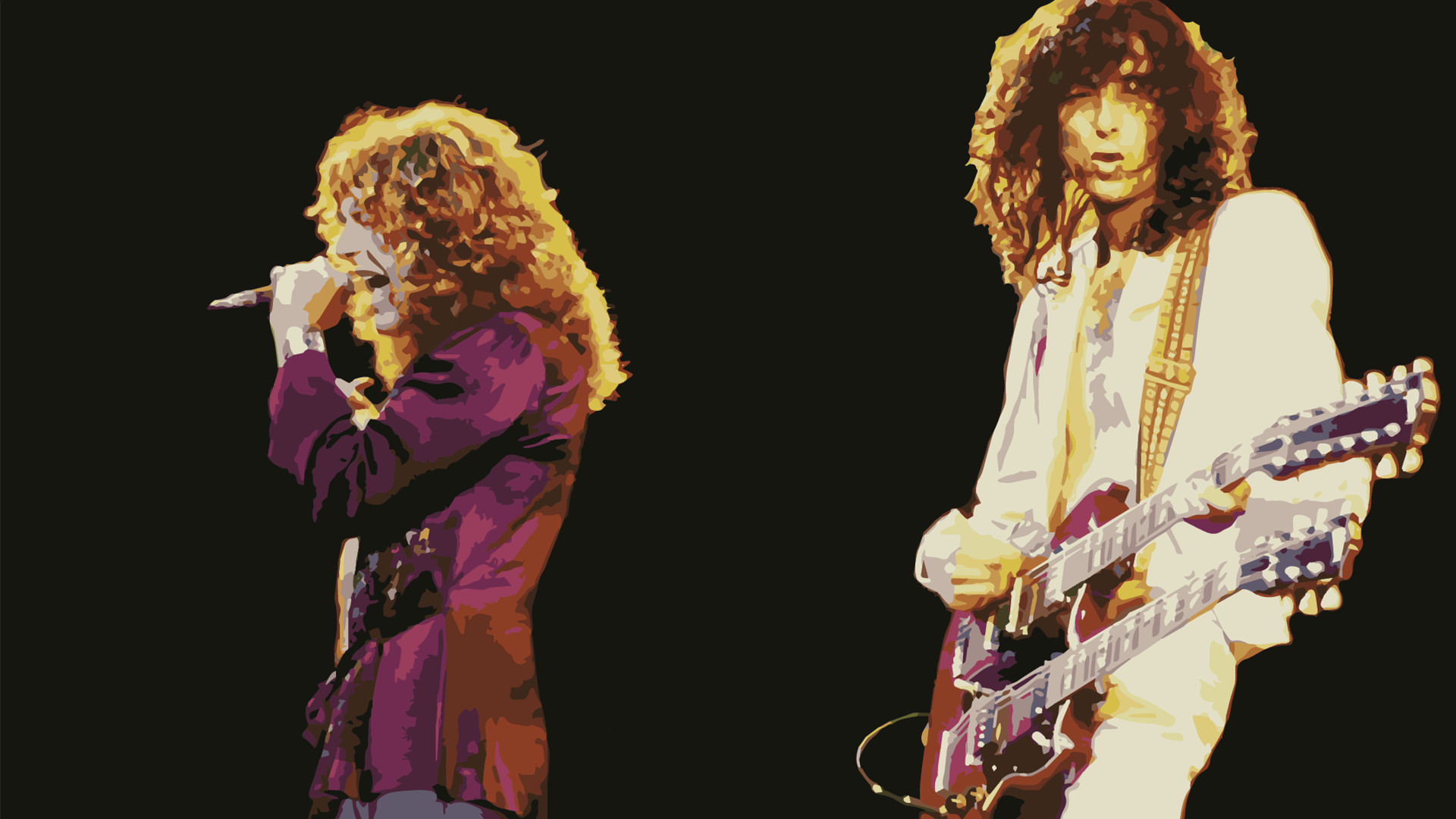 Robert Plant, Jimmy Page, Led Zeppelin, Concerto, Chitarra a doppio manico, sfondo desktop 1920x1080