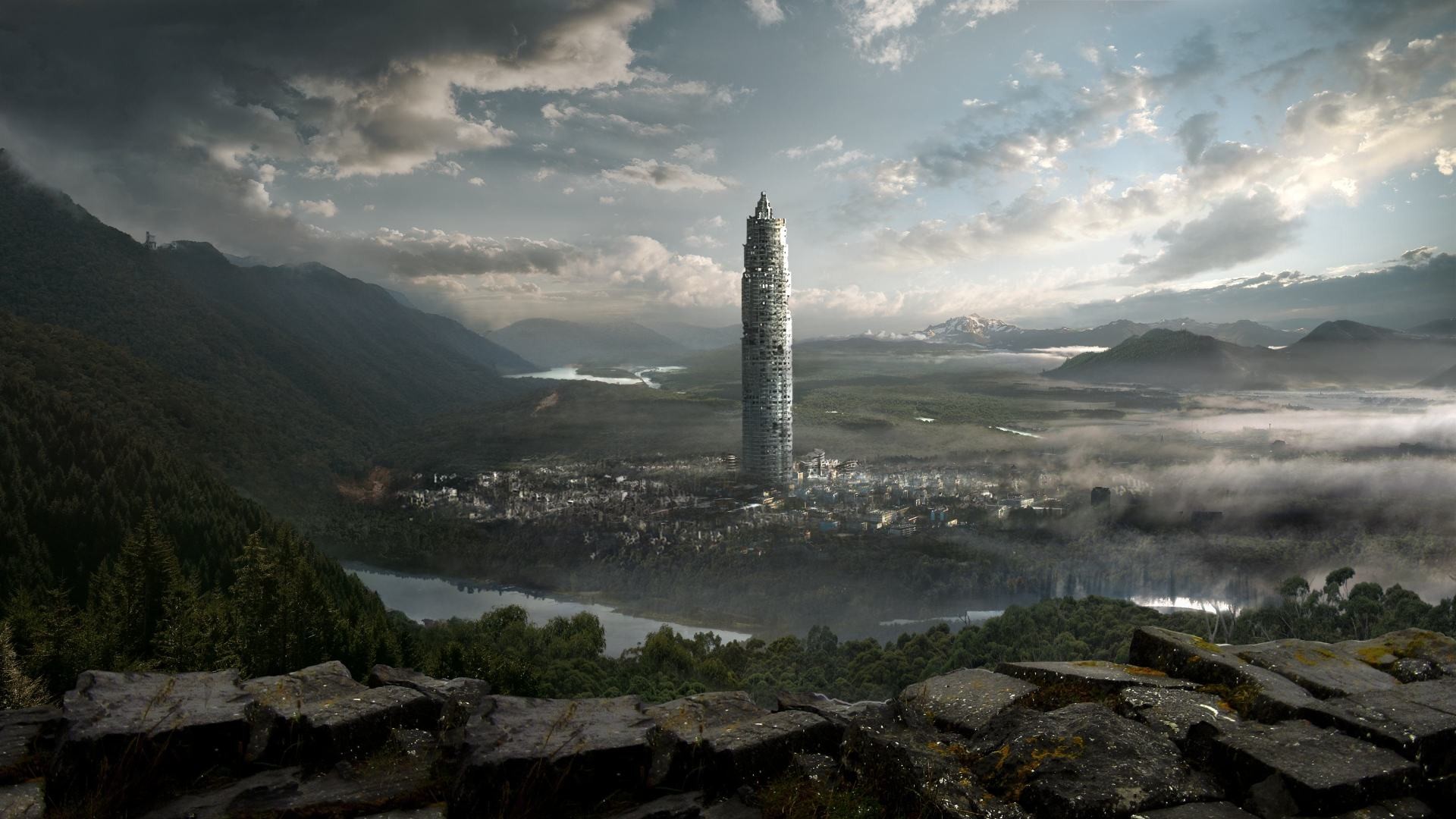 The 100, Polis, Torre, Paesaggio, Full HD, wallpaper desktop