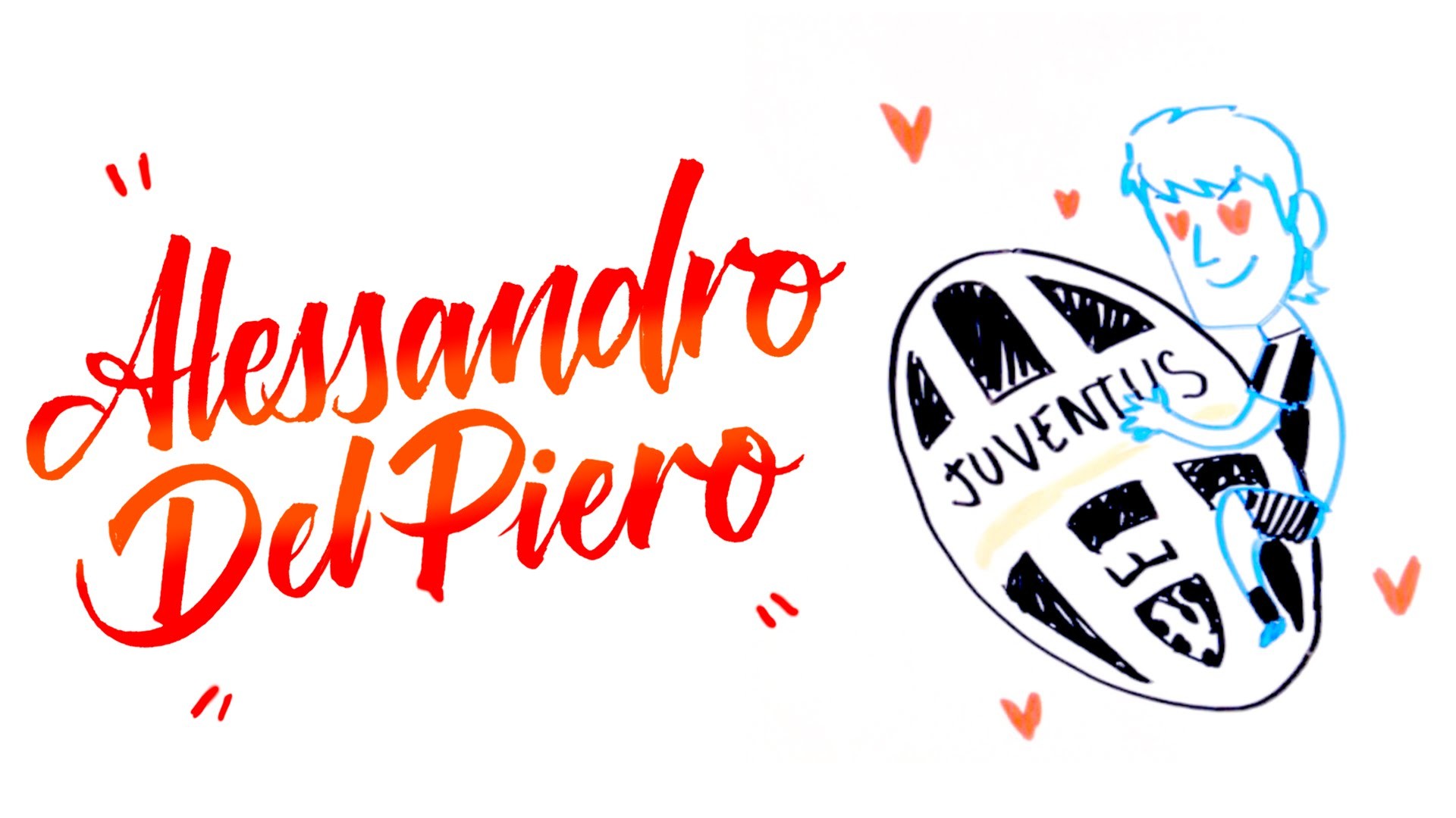 Alessandro Del Piero, Juventus, Lettering, Illustrazione, Sfondo bianco, wallpaper desktop Full HD