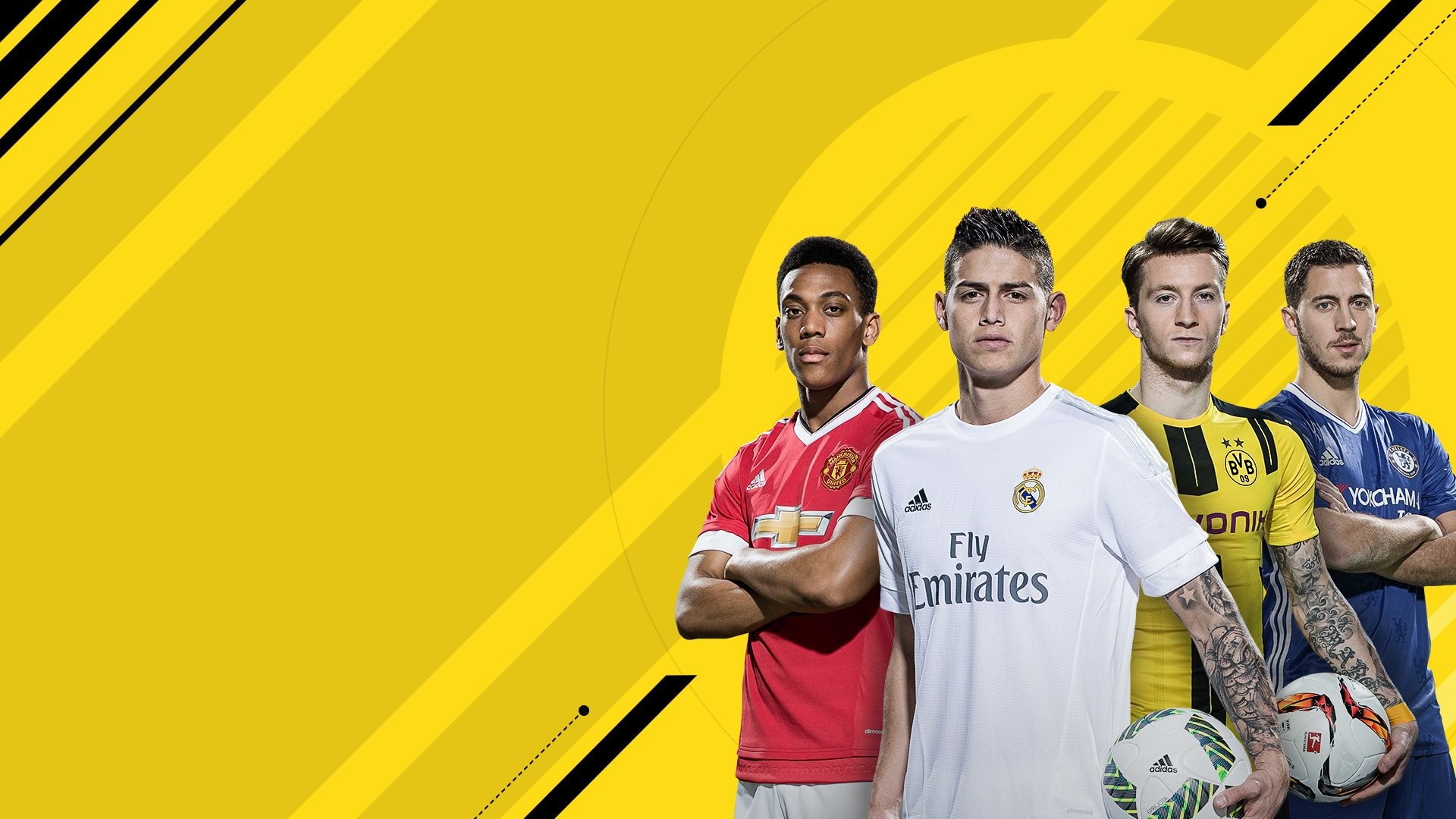 Anthony Martial, James Rodríguez, Marco Reus, Eden Hazard, FIFA 17, sfondo Full HD per computer