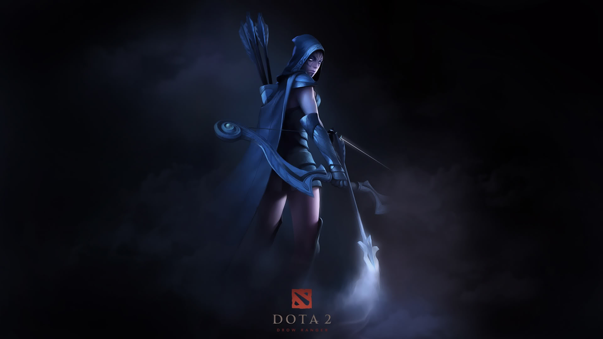 Drow Ranger, Dota 2, Arco, Buio, Blu, 1920x1080, immagine di sfondo