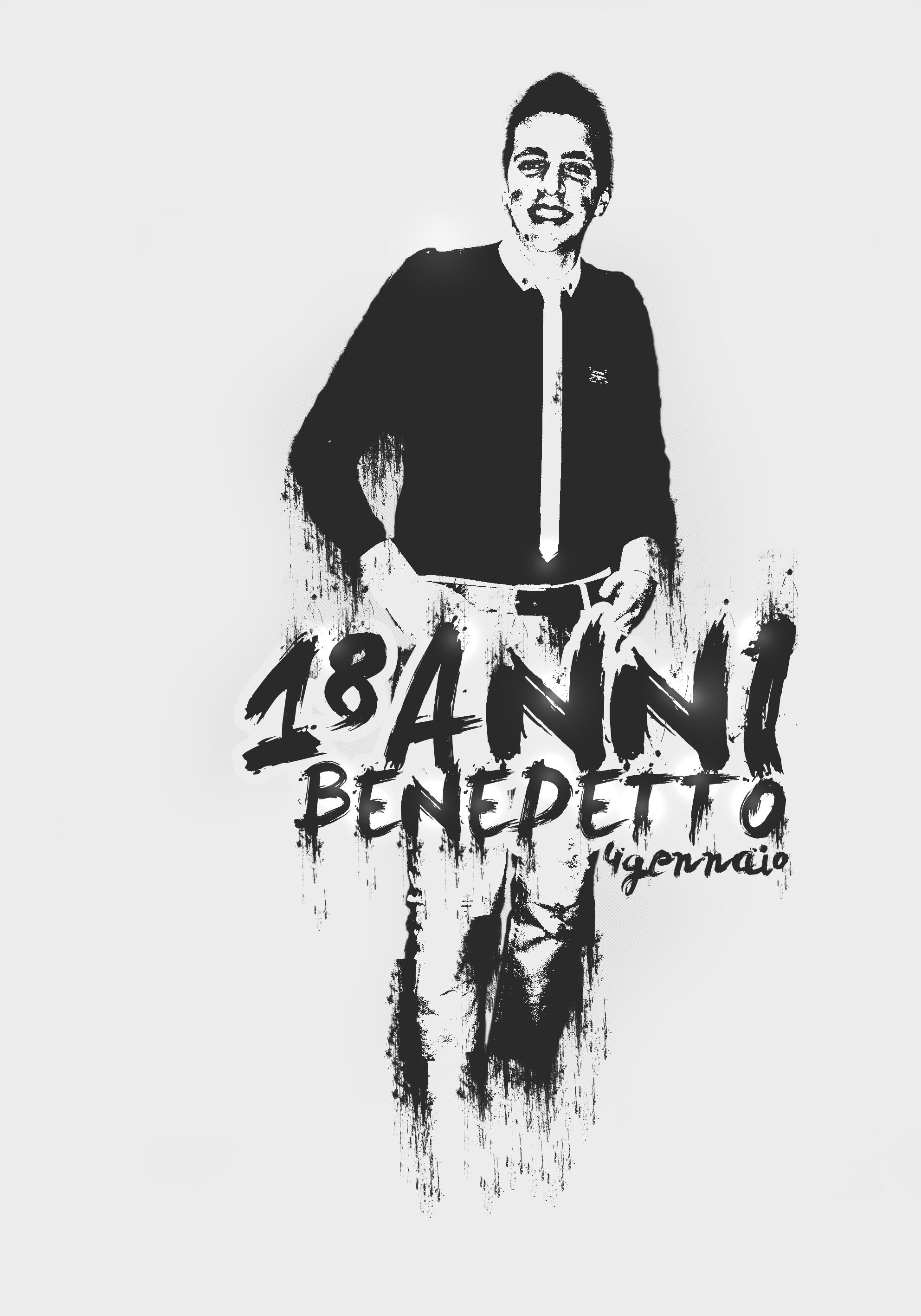 18 anni benedetto, Illustrazione, Bianco e nero, QHD+, sfondo per iPad e tablet
