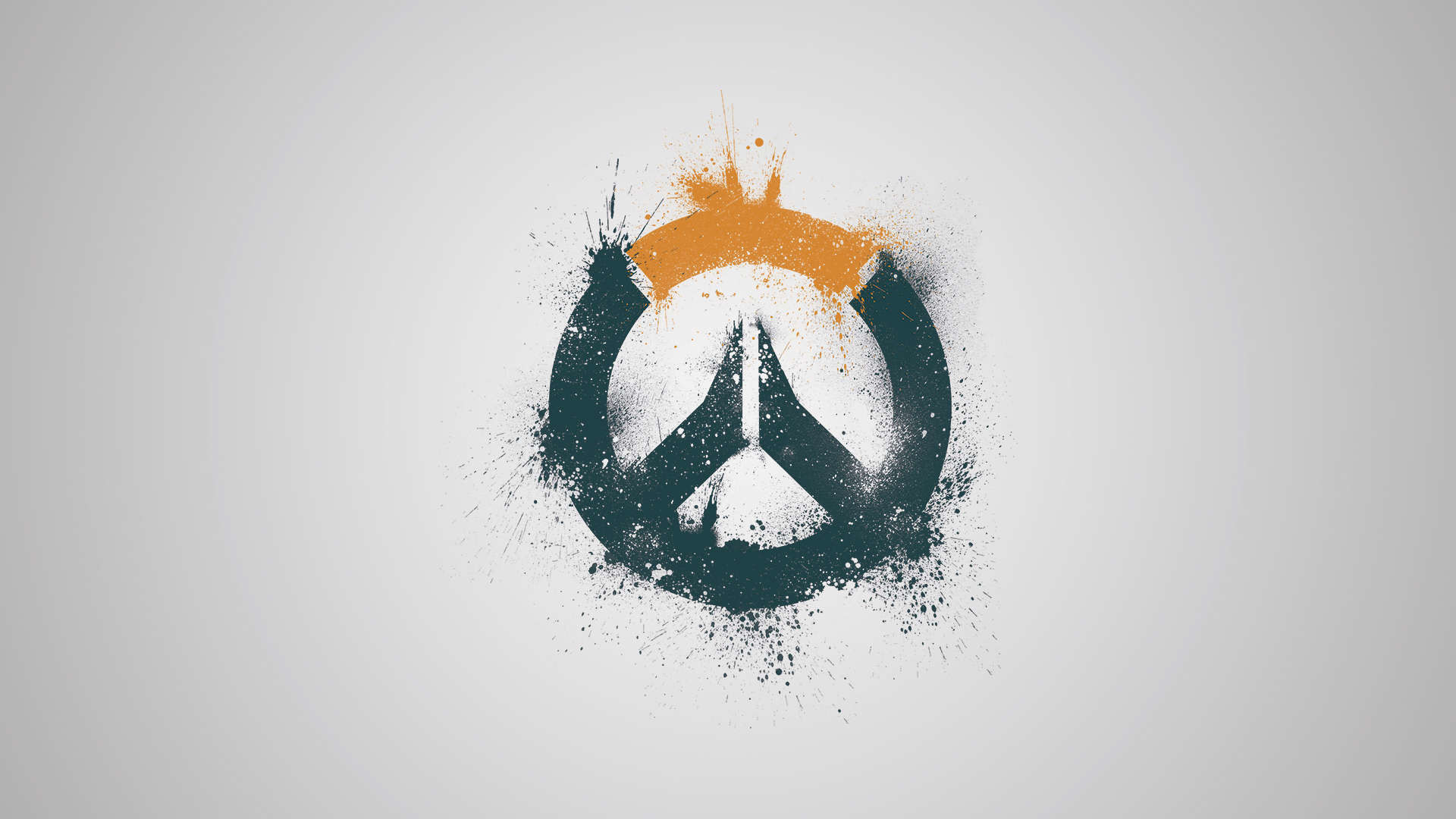 Overwatch, Logo, Stile grunge, Sfondo grigio, 1920x1080, wallpaper desktop