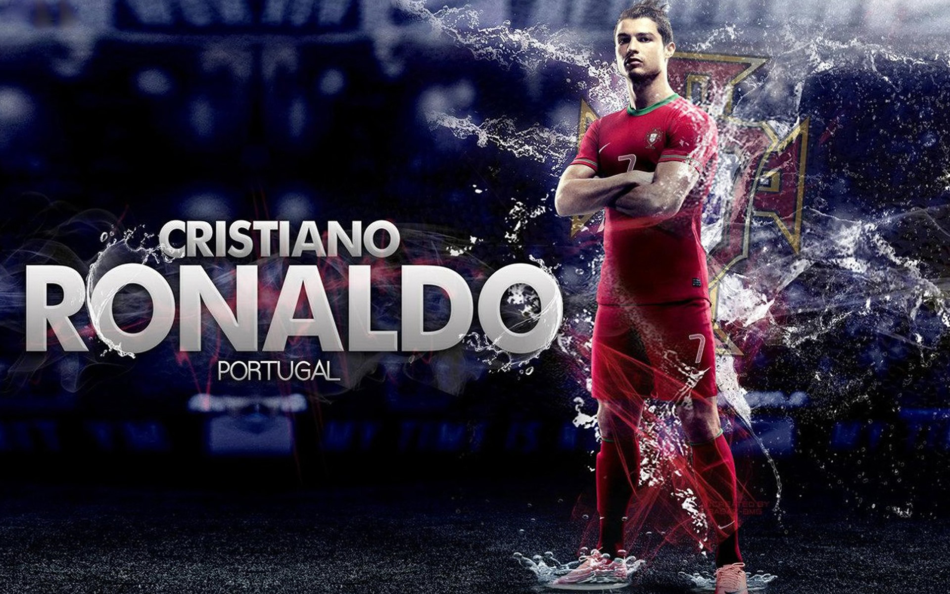 Cristiano Ronaldo, Portogallo, Schizzi d'acqua, Tipografia, 1920x1200, immagine di sfondo