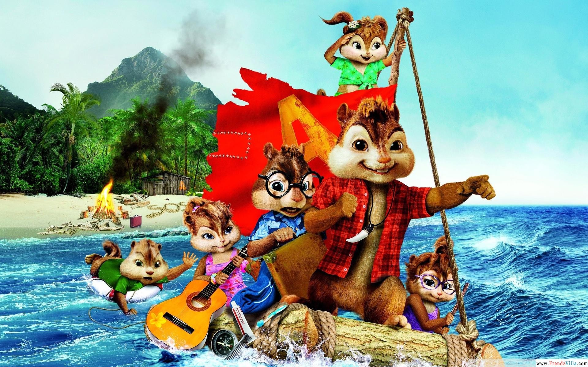 Alvin Superstar, Chipmunks, Chipettes, Zattera, Animazione, sfondo PC Full HD
