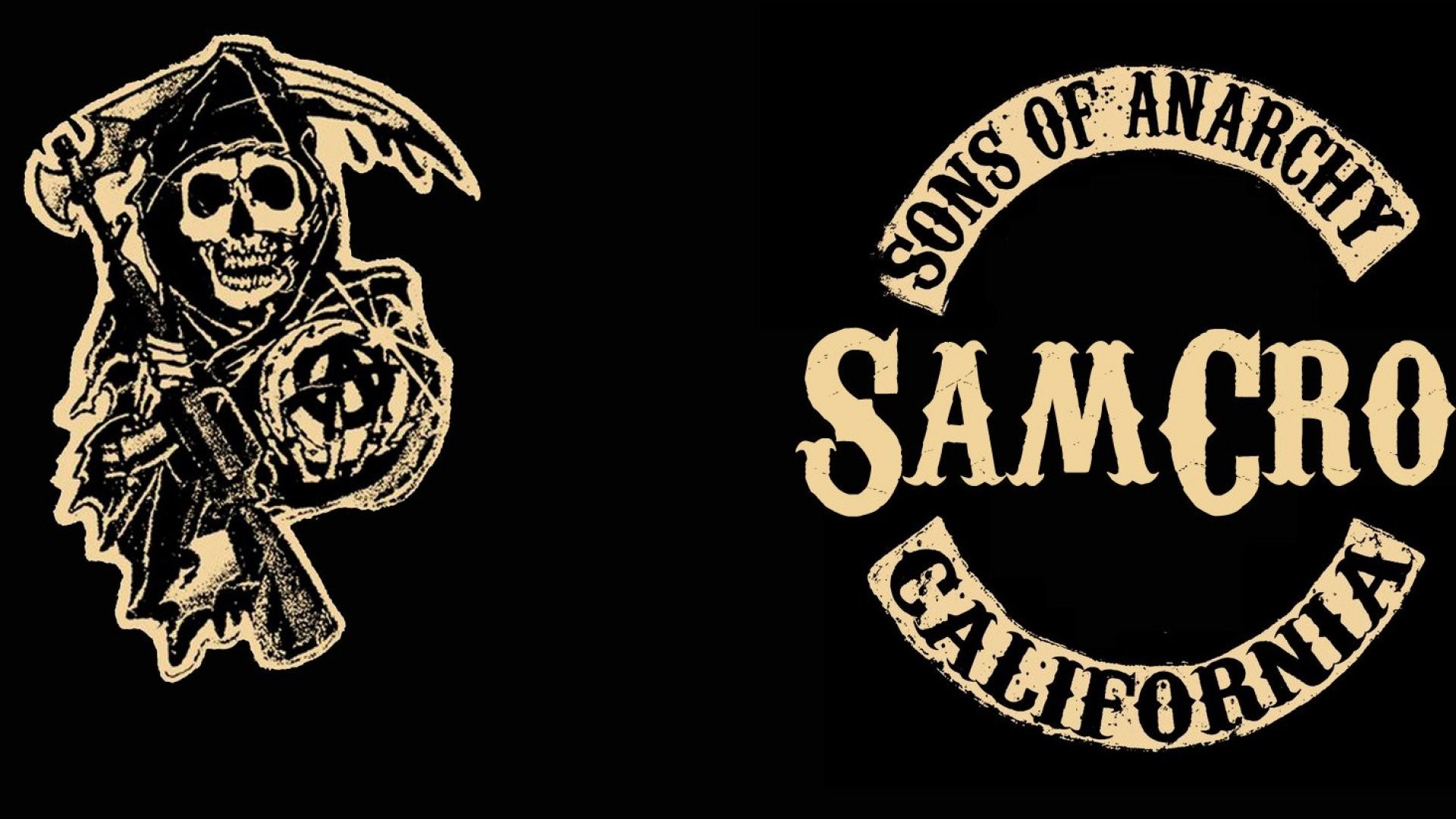 Sons of Anarchy, SAMCRO, California, Logo Reaper, 16:9 Full HD, sfondo widescreen