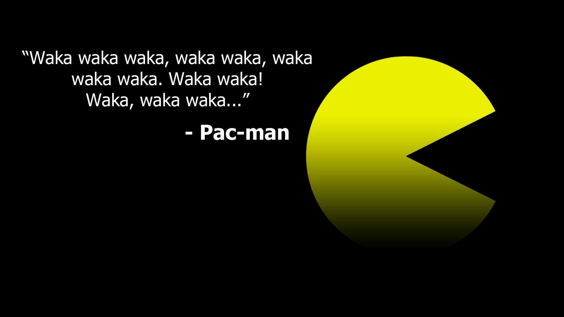 Pac-Man, Waka waka, Citazione, Giallo, Sfondo nero, 1920x1080, wallpaper desktop