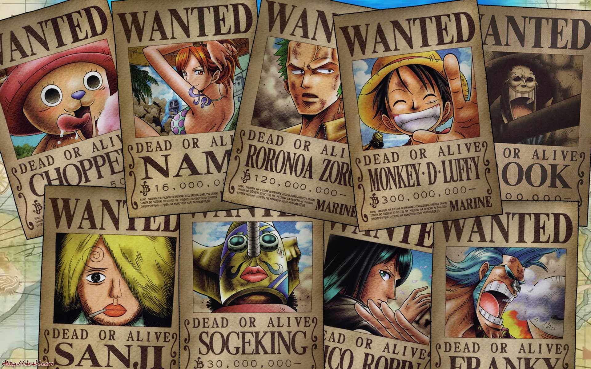 Taglie, One Piece, Pirati di Cappello di Paglia, Monkey D. Luffy, Nami, Wanted, sfondo Full HD
