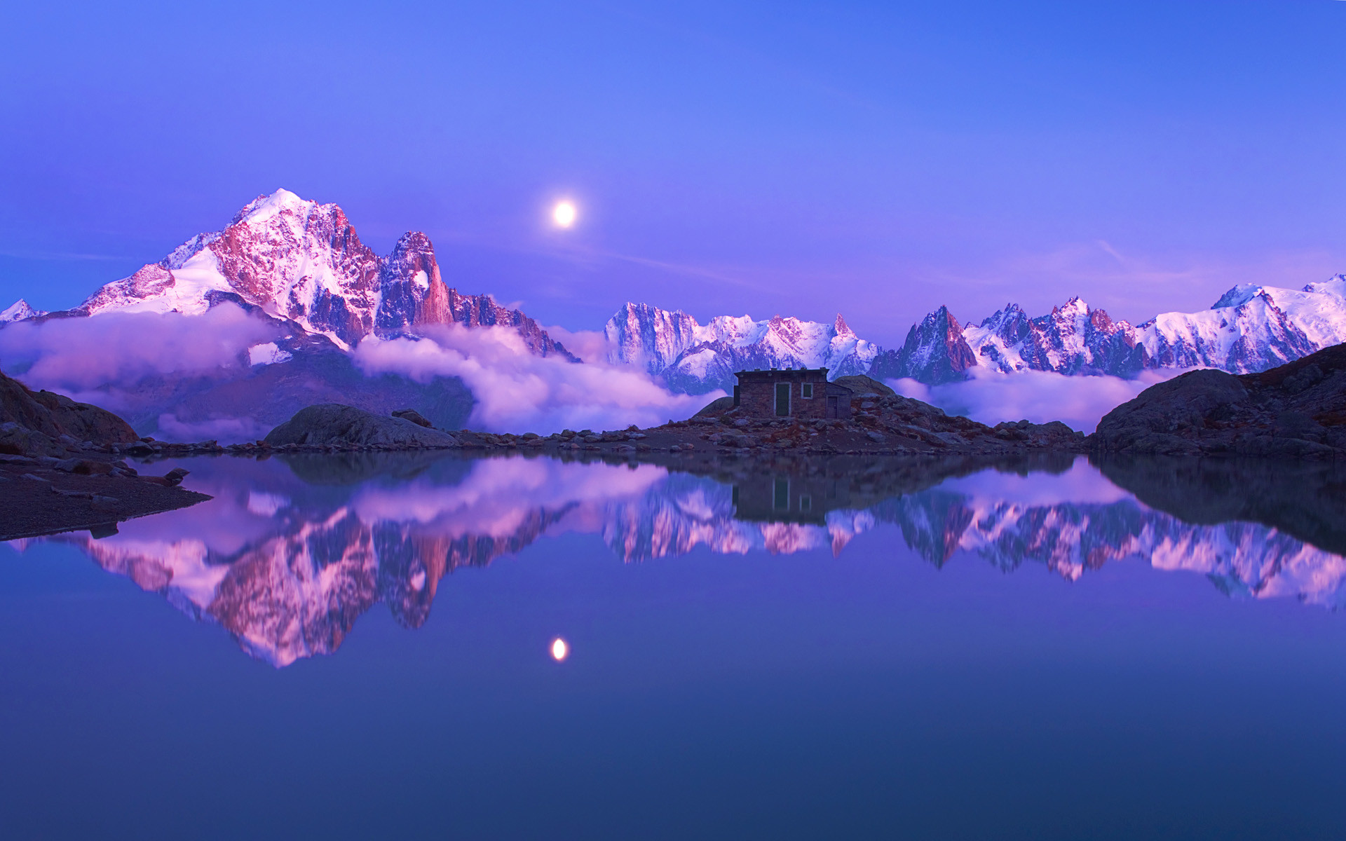 Monte Bianco, Lac Blanc, Alpi, Riflesso, Luna, sfondo desktop Windows Vista