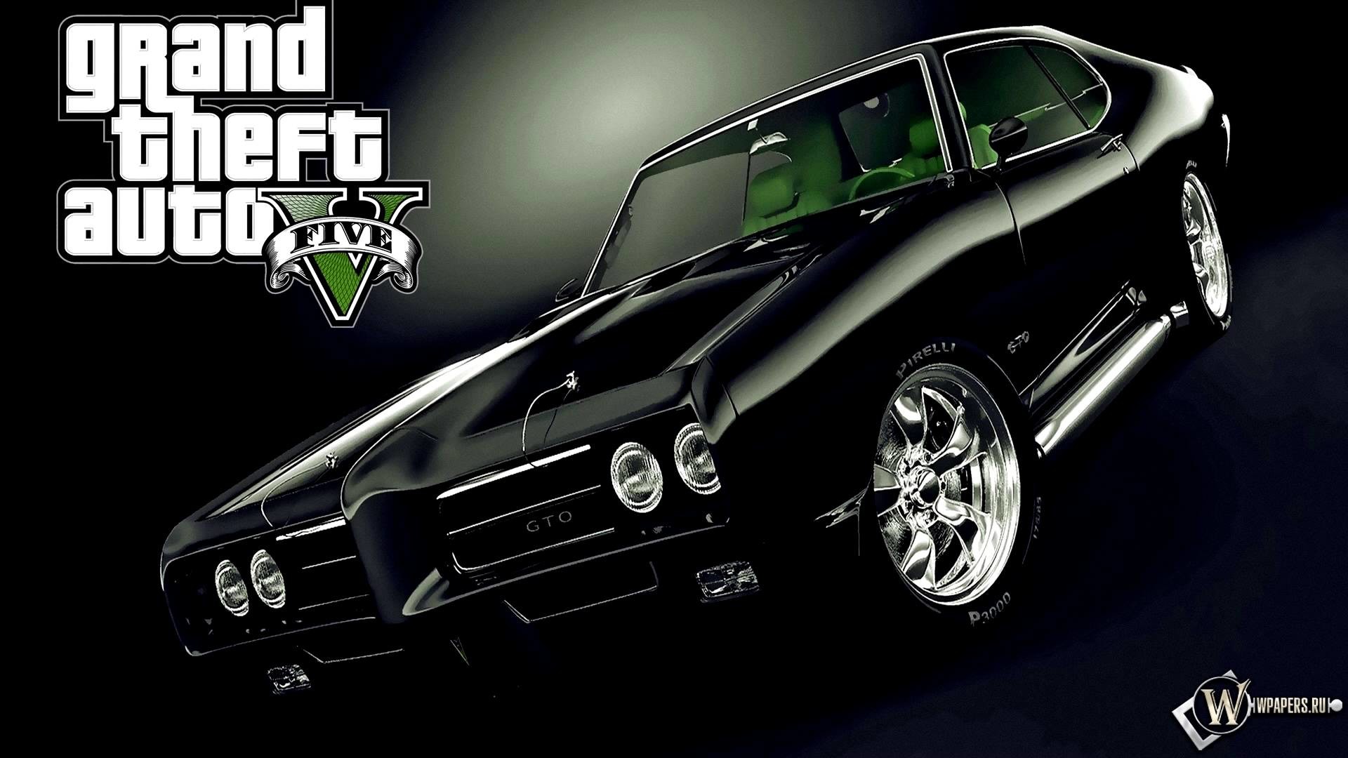 Grand Theft Auto V, Logo, Muscle car, Auto nera, 16:9 Full HD, sfondo widescreen