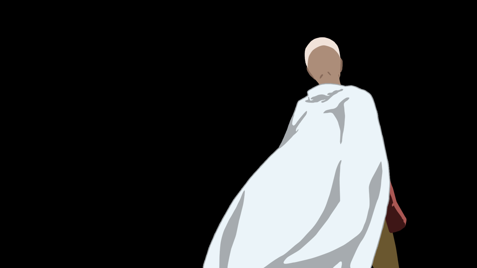 Saitama, One Punch Man, Mantello bianco, Sfondo nero, Minimalista, wallpaper desktop Full HD