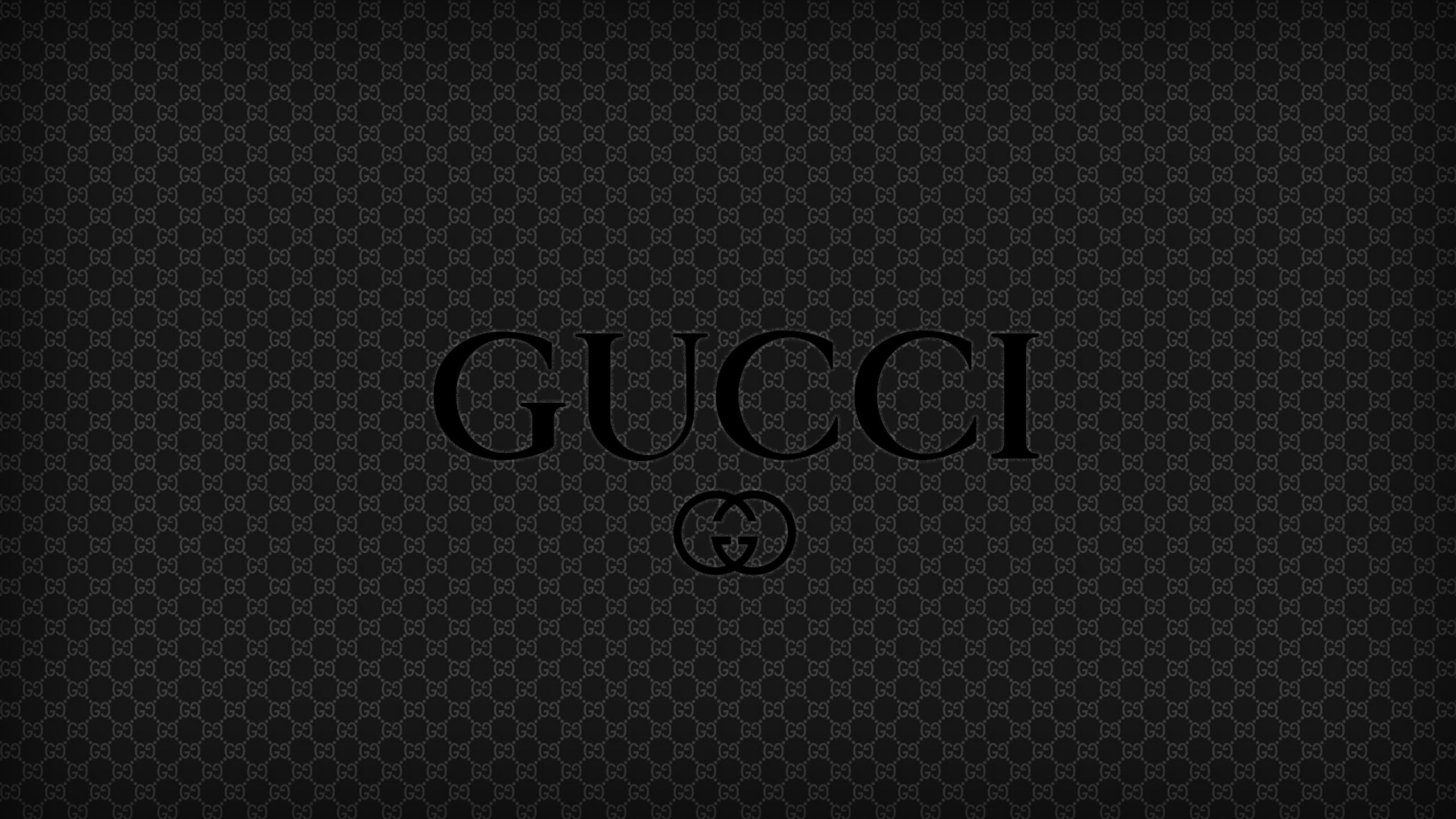 Gucci, Logo GG, Monogramma GG, Nero, 2K, sfondo per PC