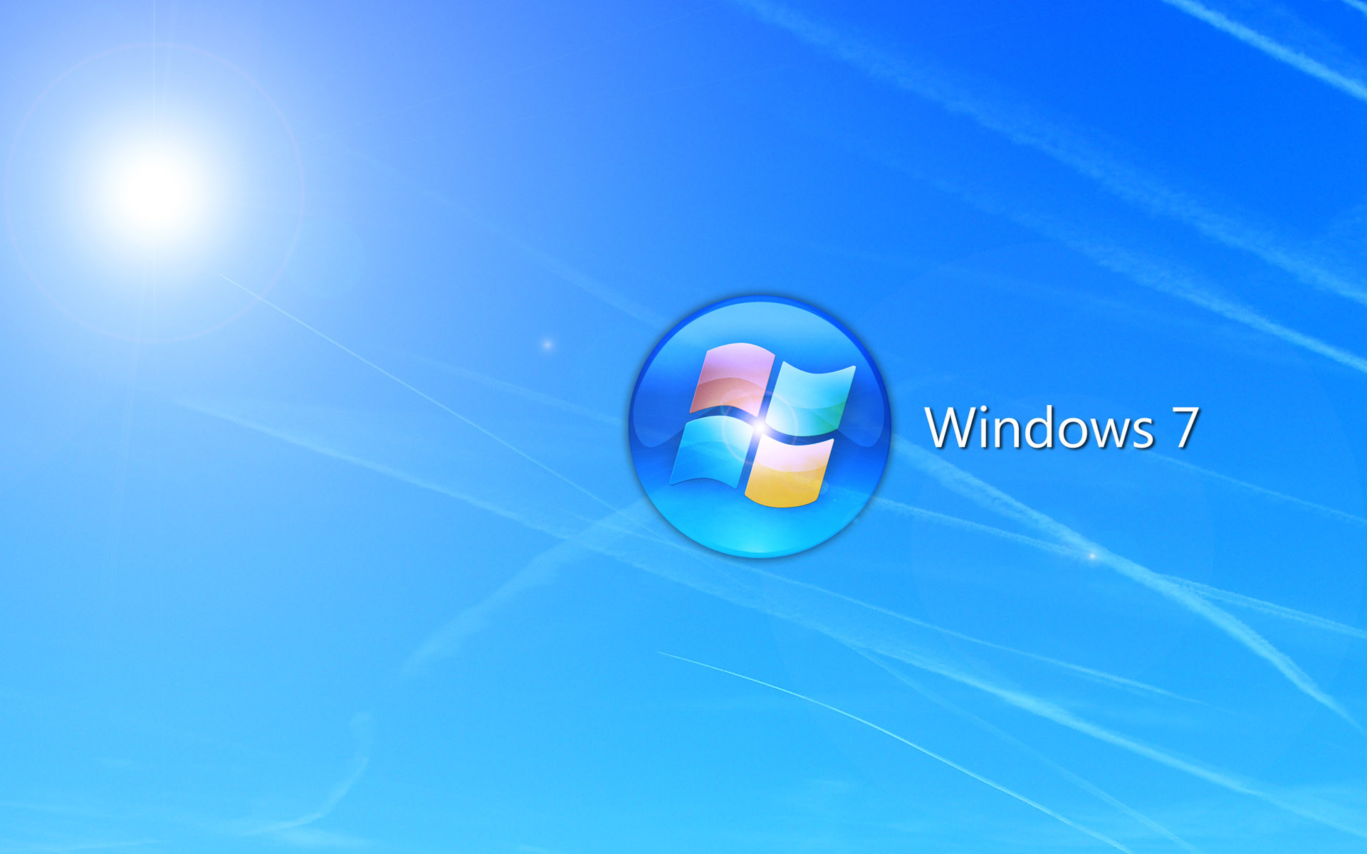 Windows 7, Pulsante Start, Sfondo azzurro, Full HD, wallpaper per portatile