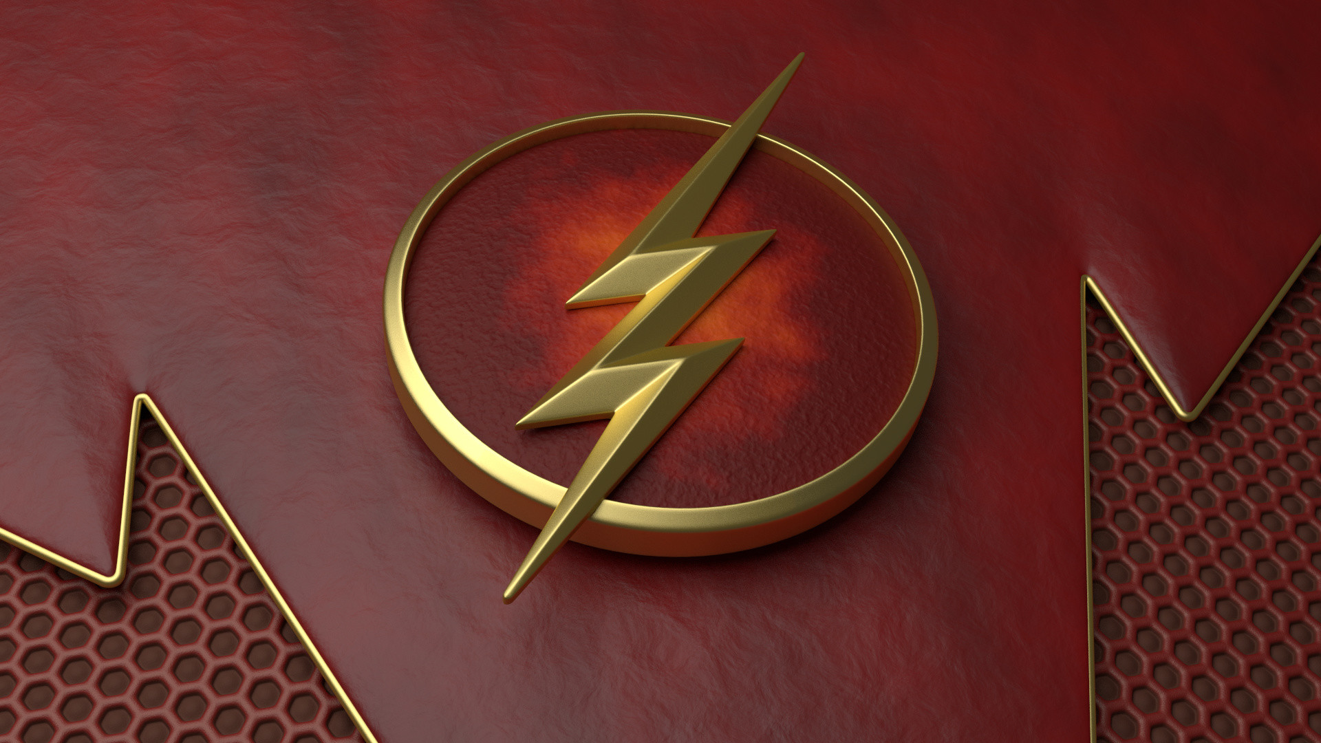 Logo di Flash, Emblema, Rosso, Metallo, 16:9 Full HD, sfondo widescreen