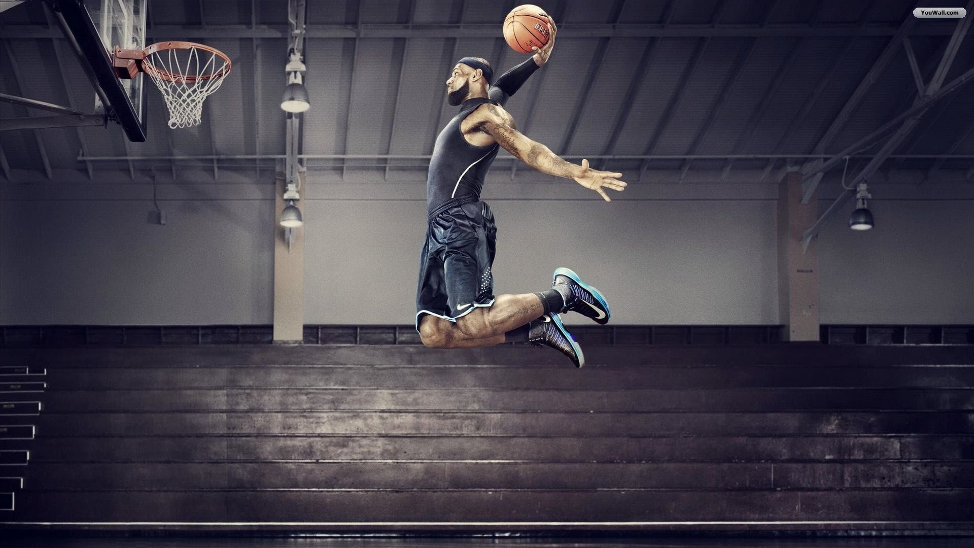LeBron James, Schiacciata, Palestra, Nike, Full HD 1080p, sfondo desktop
