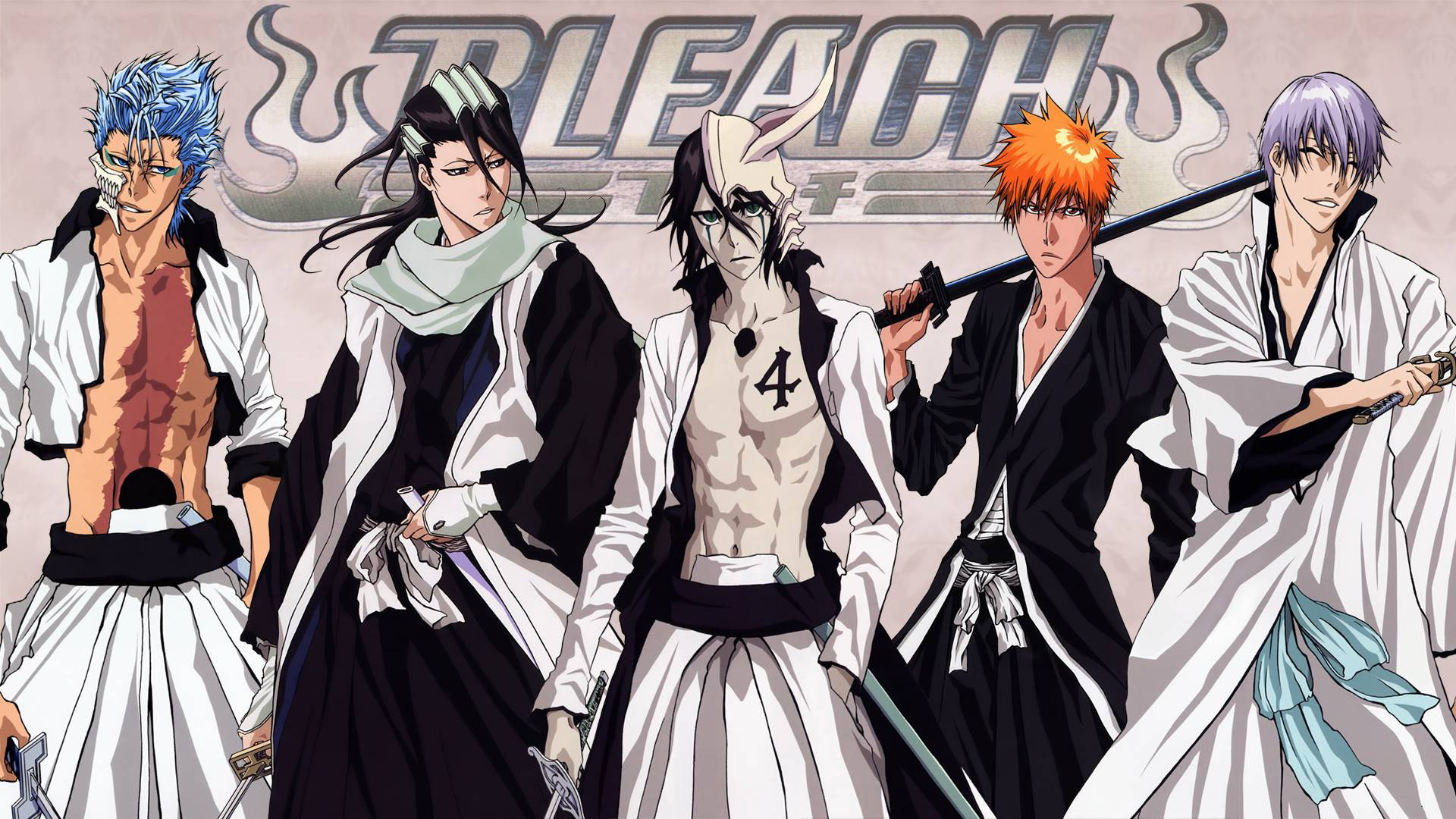 Bleach, Grimmjow Jaegerjaquez, Byakuya Kuchiki, Ulquiorra Cifer, Ichigo Kurosaki, Gin Ichimaru, wallpaper Full HD
