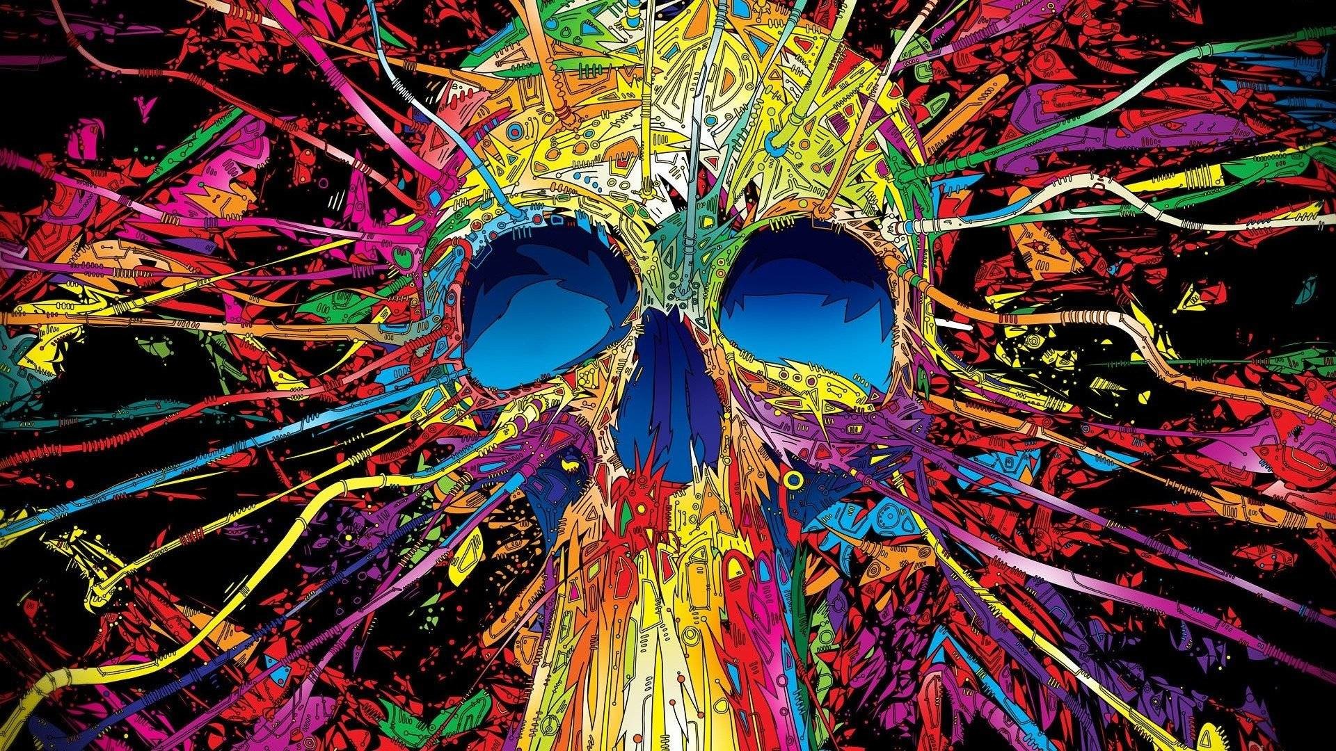 Teschio psichedelico, Arte psichedelica, Colori, Matei Apostolescu, sfondo desktop 1920x1080