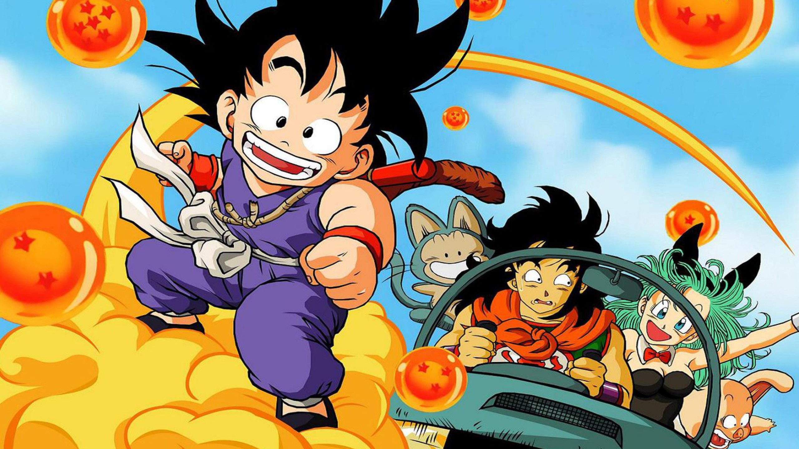 Goku, Yamcha, Bulma, Nuvola d'oro, Dragon Ball, 2K, sfondo per PC e portatile
