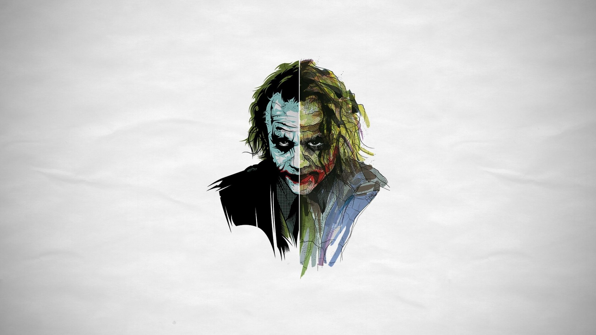 Joker, Heath Ledger, Acquerello, Sfondo bianco, Full HD, wallpaper per portatile