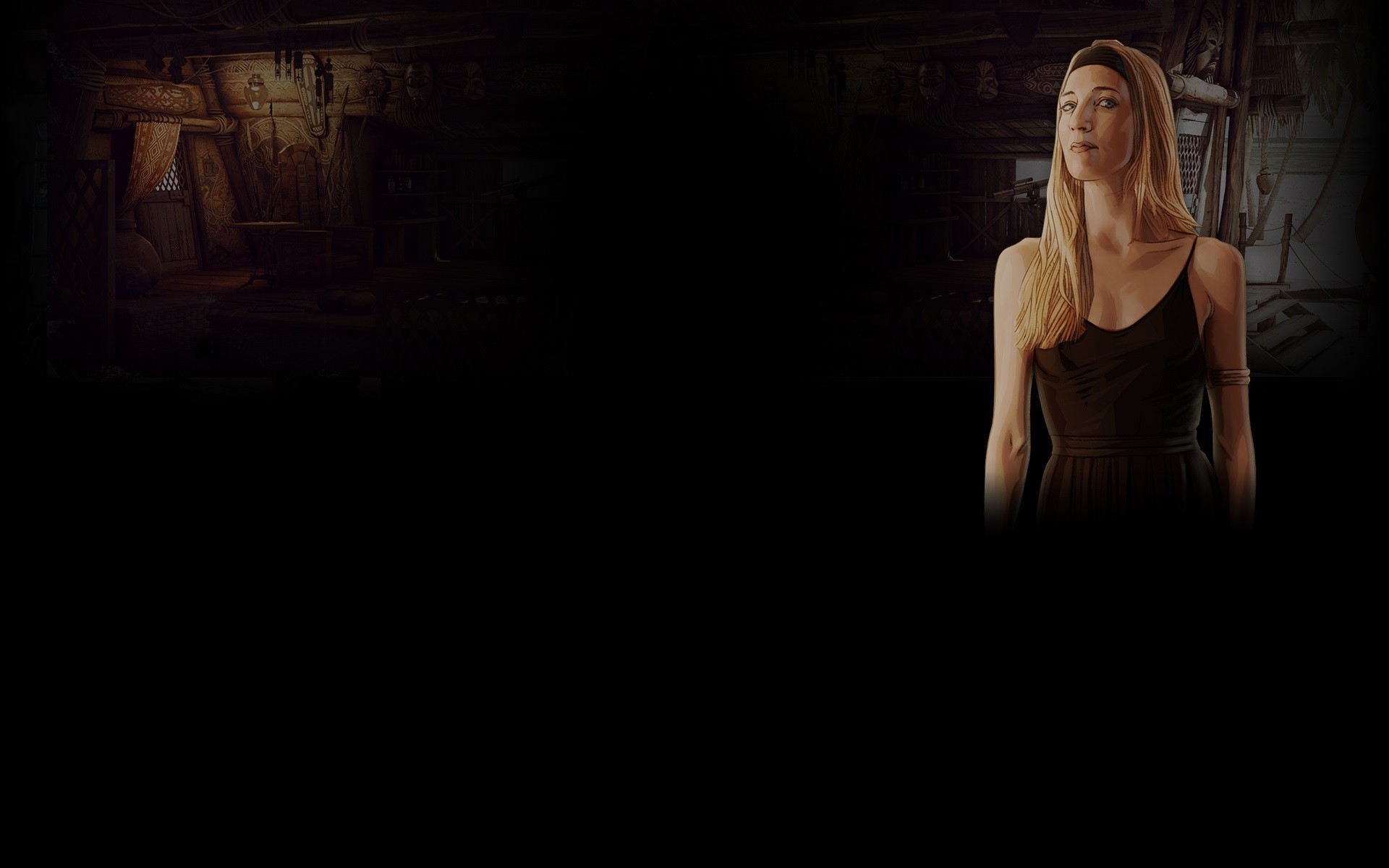 Donna, Abito nero, Interno buio, Full HD, wallpaper per computer