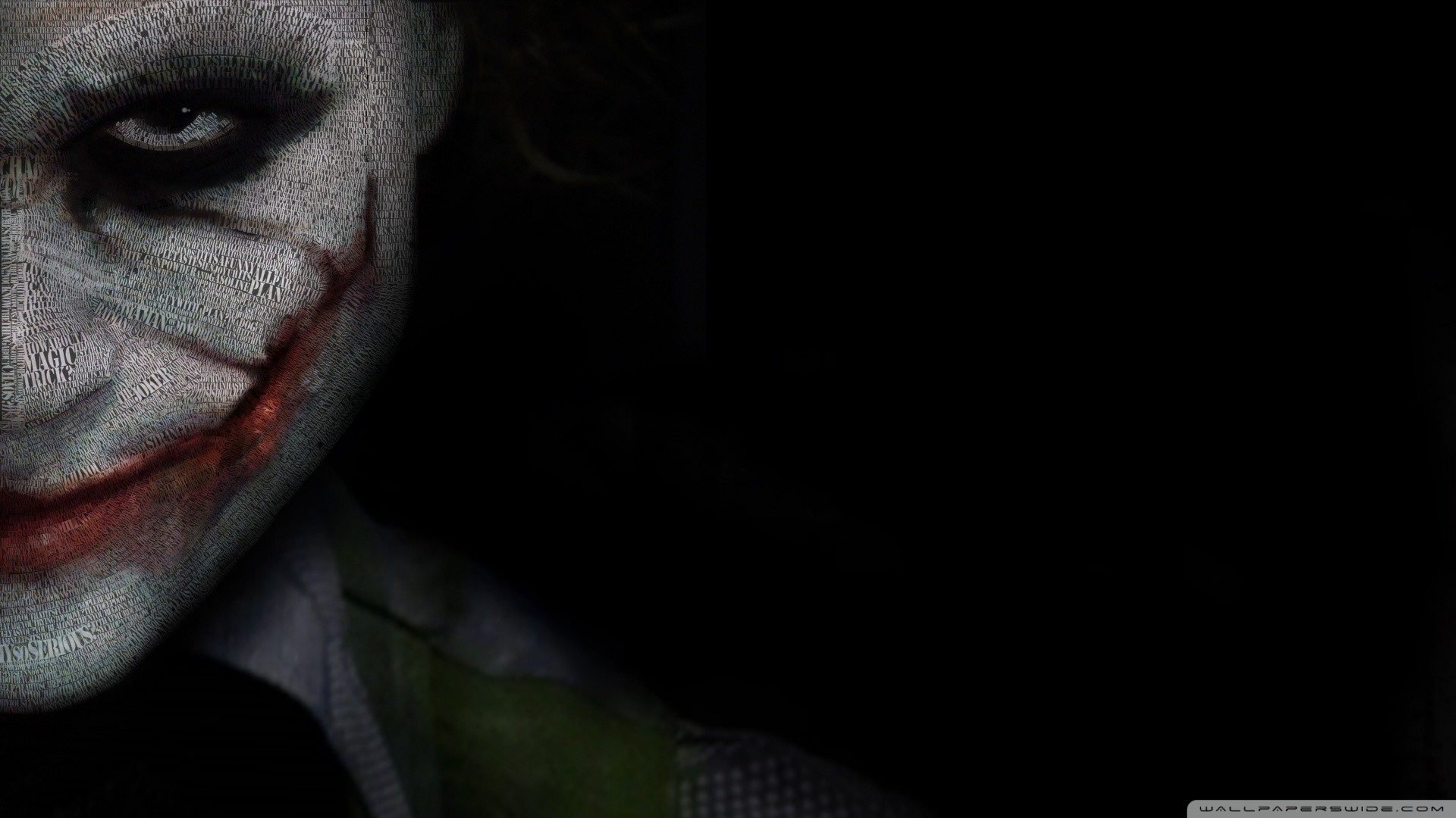 Joker, Heath Ledger, Il cavaliere oscuro, Primo piano, Toni scuri, sfondo Full HD per computer