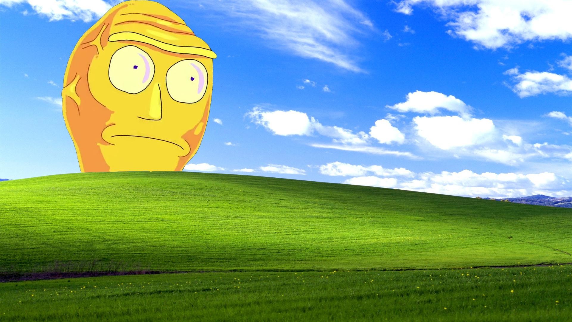 Rick and Morty, Testa gigante, Windows XP Bliss, Full HD, sfondo desktop