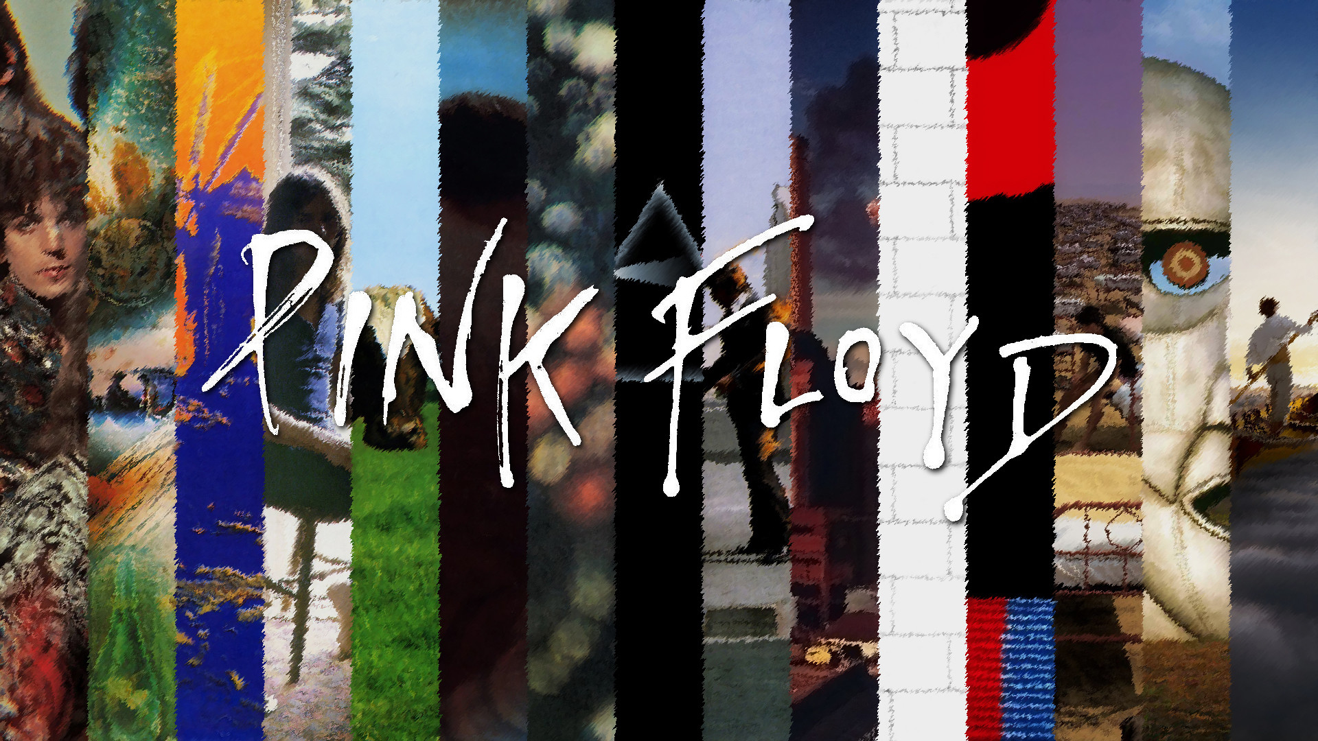 Pink Floyd, Copertine degli album, Collage, Tipografia, Colorato, sfondo widescreen Full HD