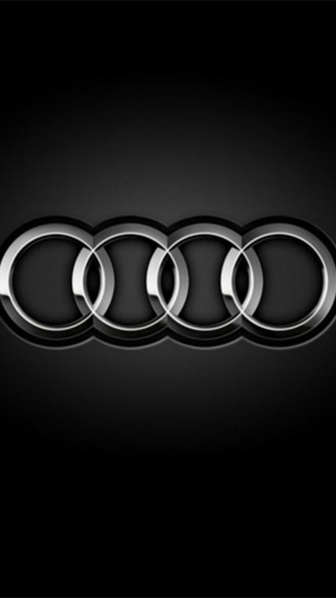Audi, Logo, Anelli, Sfondo nero, schermata Home iPhone 6