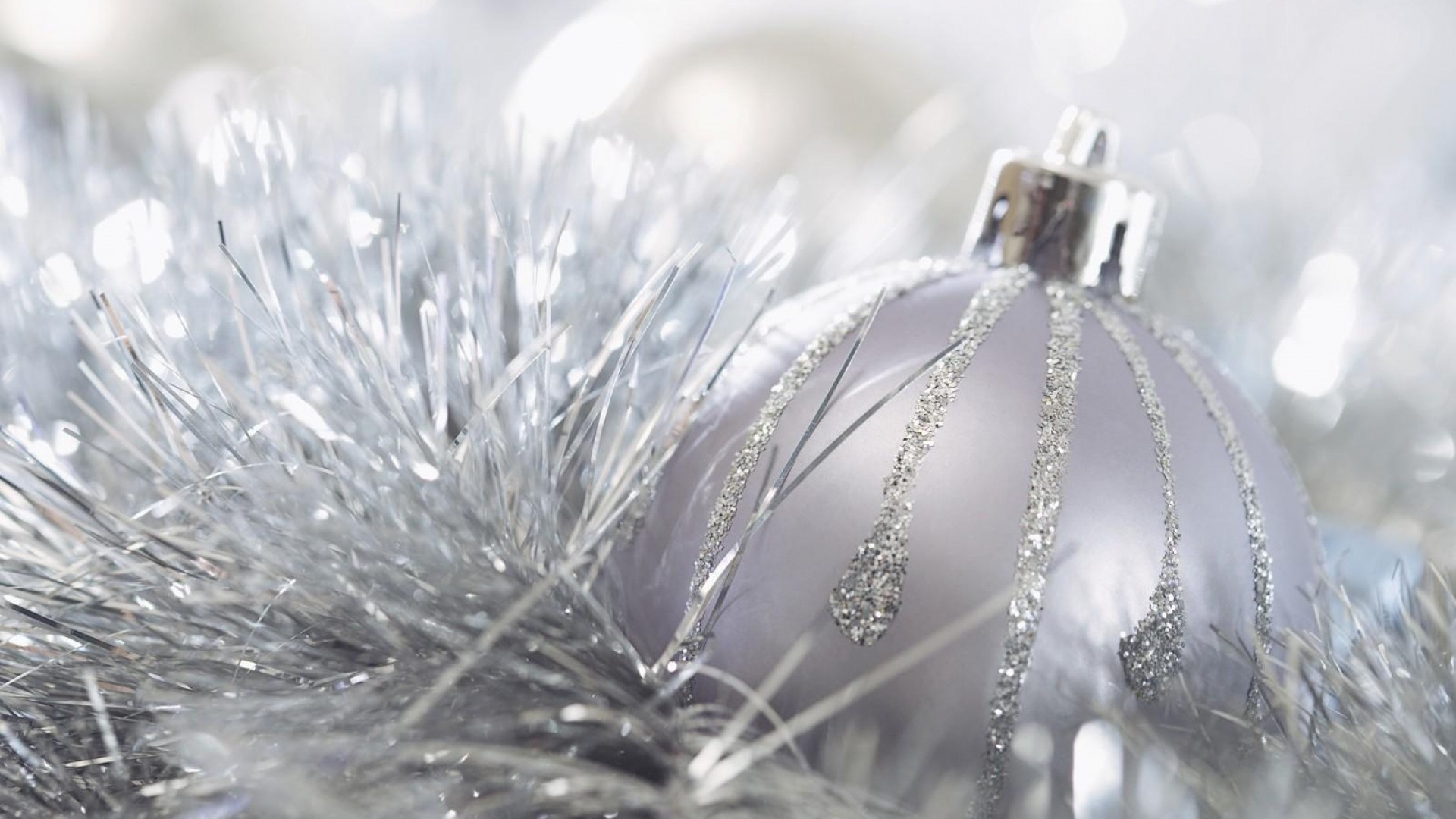 Pallina di Natale, Festoni, Argento, Natale, Full HD, sfondo per PC e portatile