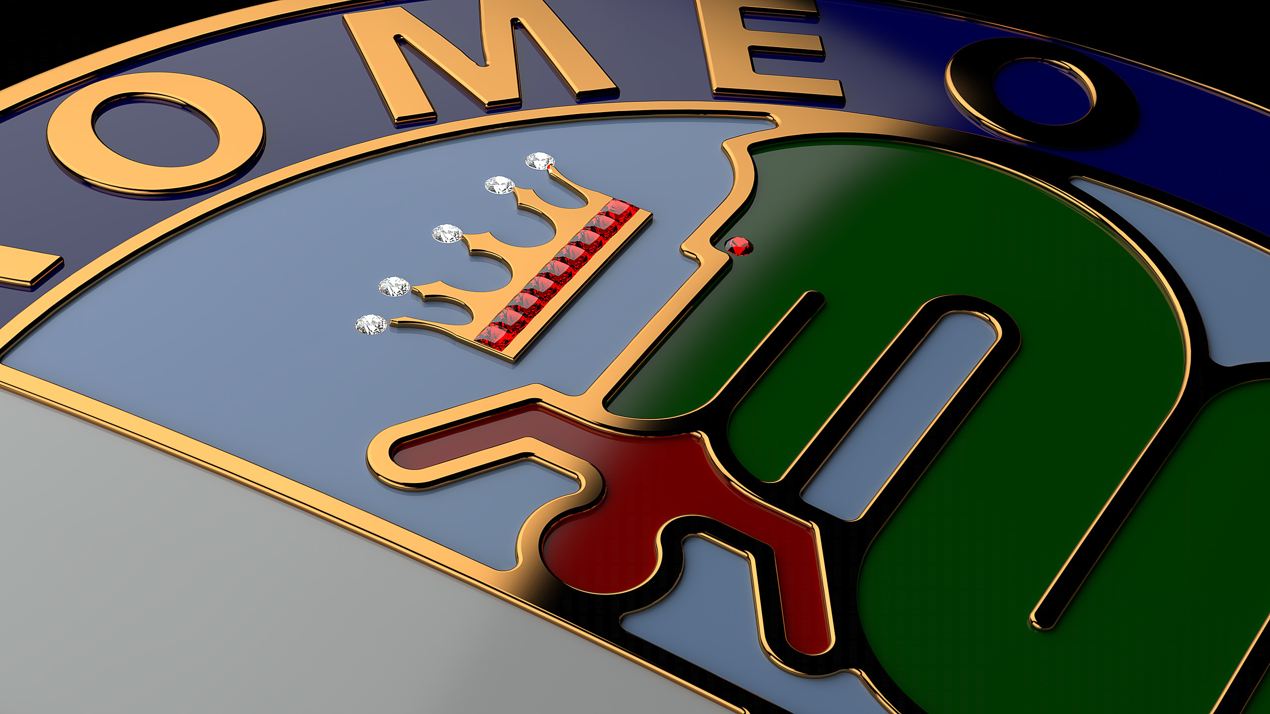 Logo Alfa Romeo, Biscione, Croce di Milano, Primo piano, 2K 1440p, sfondo desktop