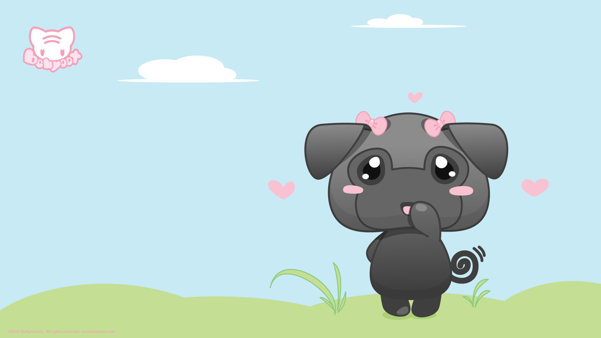 Carlino, Fiocchi, Kawaii, Cielo, 16:9 Full HD, wallpaper widescreen