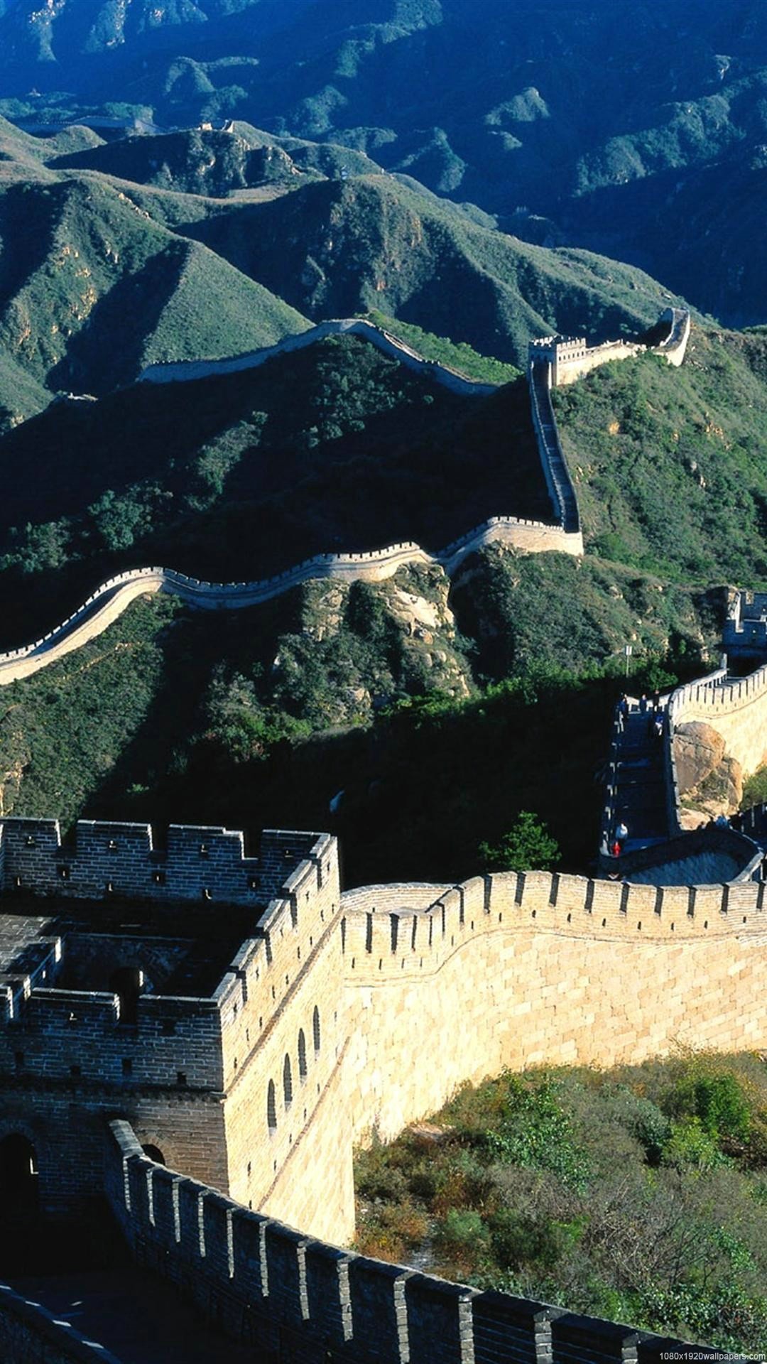 Grande Muraglia cinese, Cina, Montagne, Vista dall'alto, sfondo per iPhone e Android