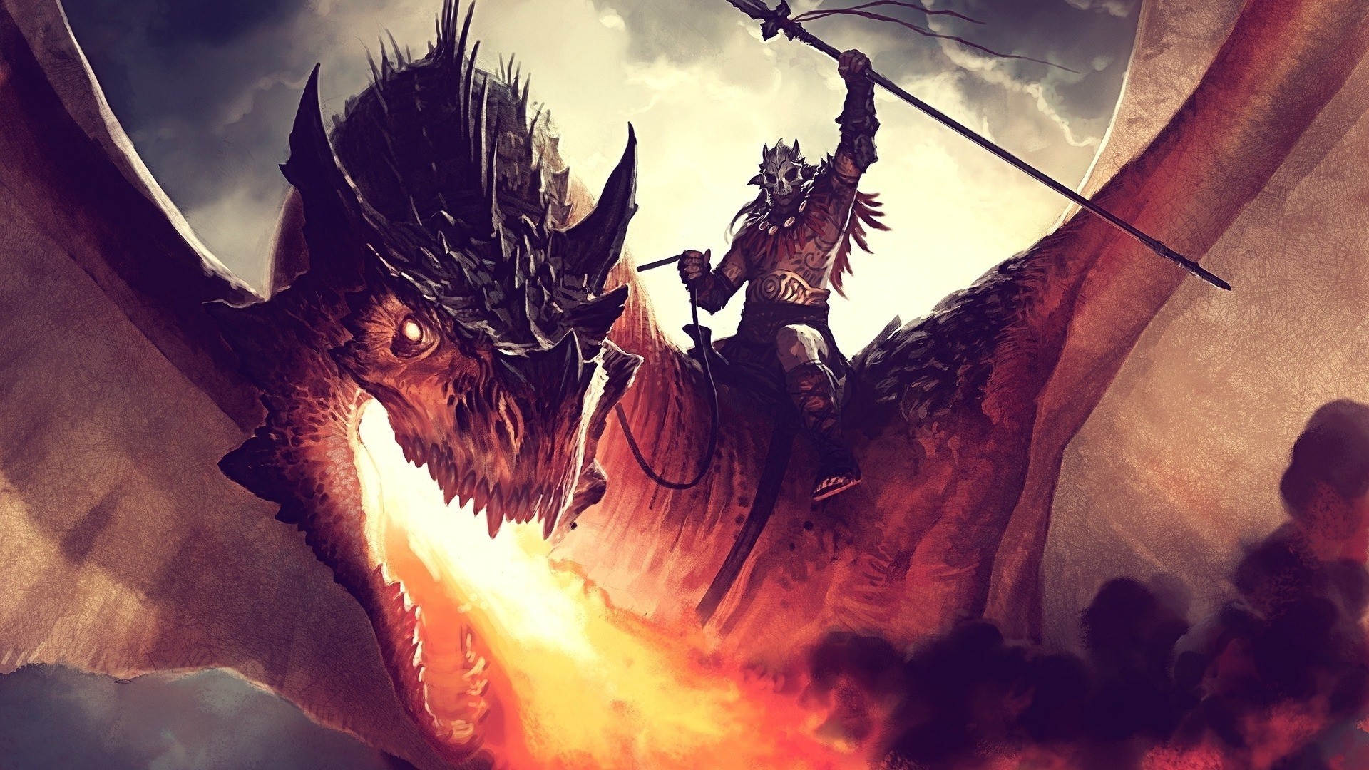 Magic: The Gathering, Drago, Fuoco, Cavaliere, Full HD, sfondo Windows 11