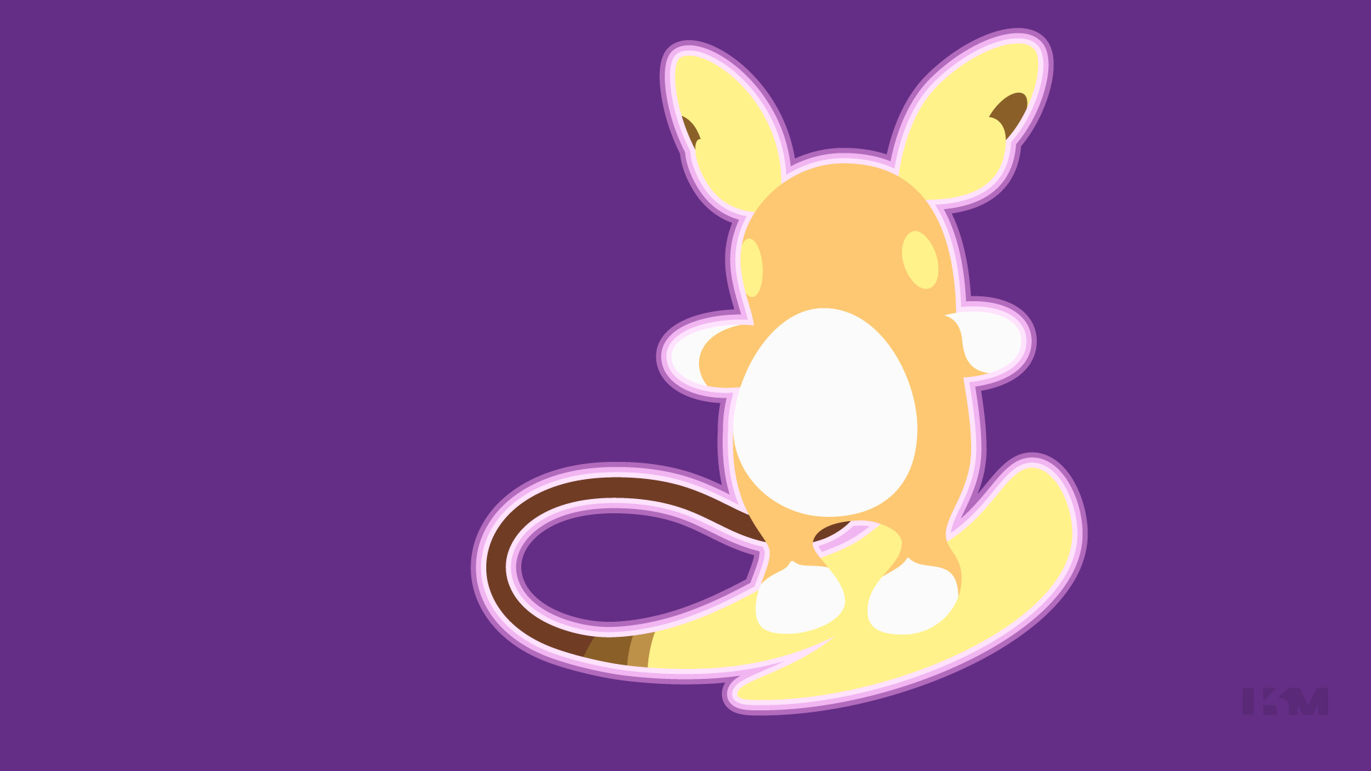 Raichu di Alola, Pokémon, Minimalista, Sfondo viola, Full HD, wallpaper per computer