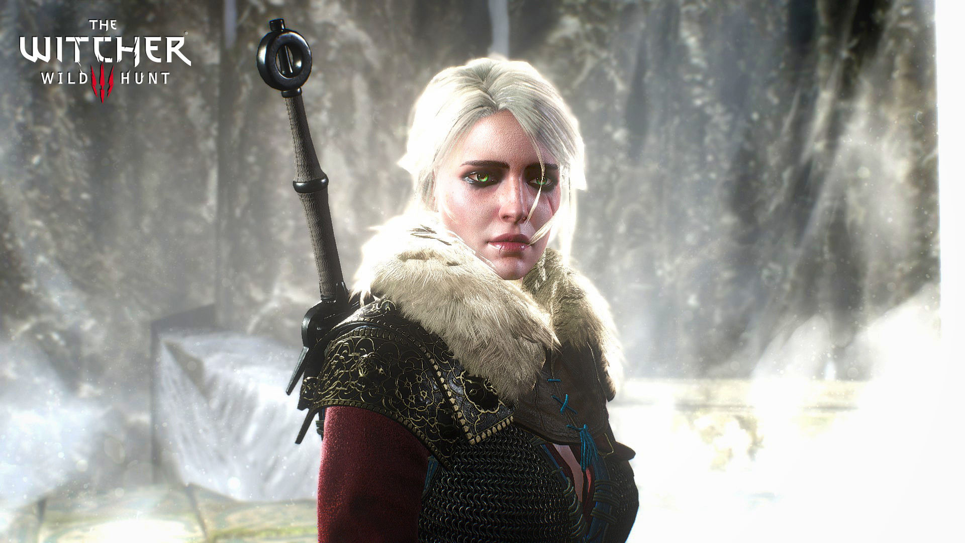 Ciri, The Witcher 3: Wild Hunt, Neve, Ritratto, Full HD 1080p, sfondo desktop