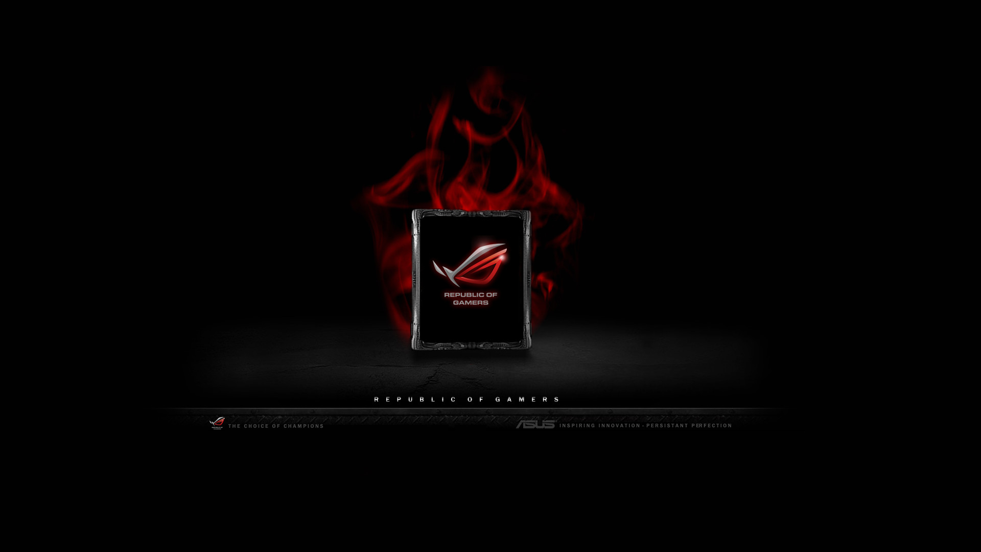 Asus ROG, Republic of Gamers, Fumo rosso, Sfondo nero, Full HD, wallpaper desktop