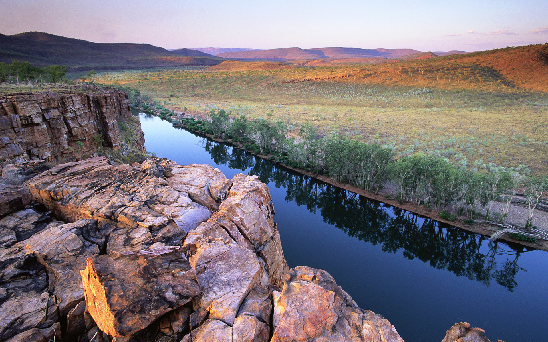 Canyon, Fiume, Rocce, Colline, Tramonto, 1920x1200, wallpaper desktop