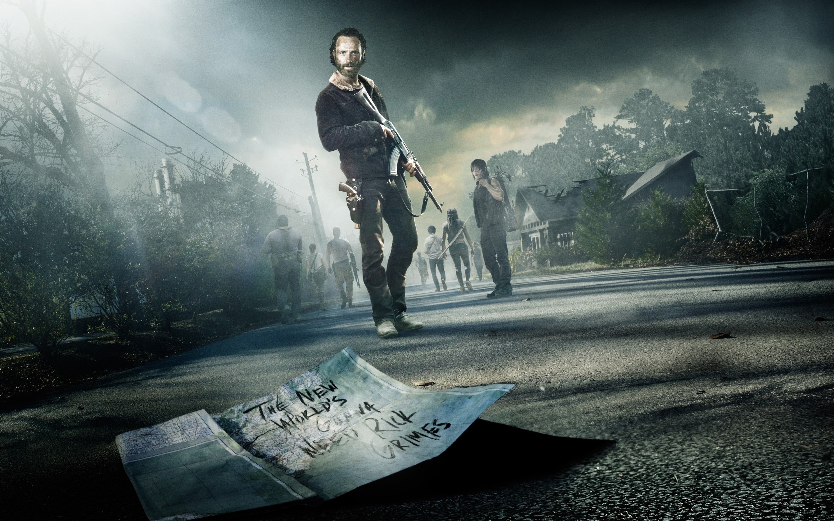 The Walking Dead, Rick Grimes, Andrew Lincoln, Poster, Strada, Apocalisse, sfondo per portatile